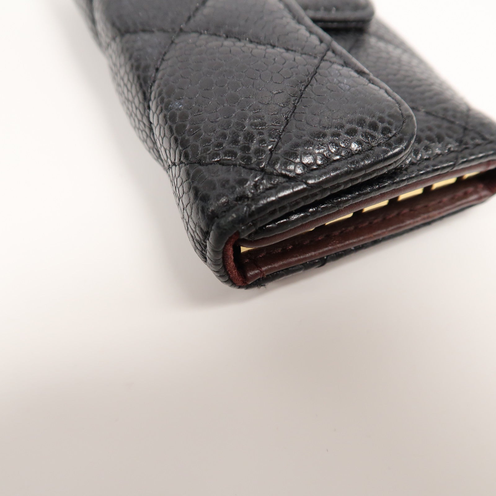 CHANEL Caviar皮革Keycase金扣鎖匙包黑色