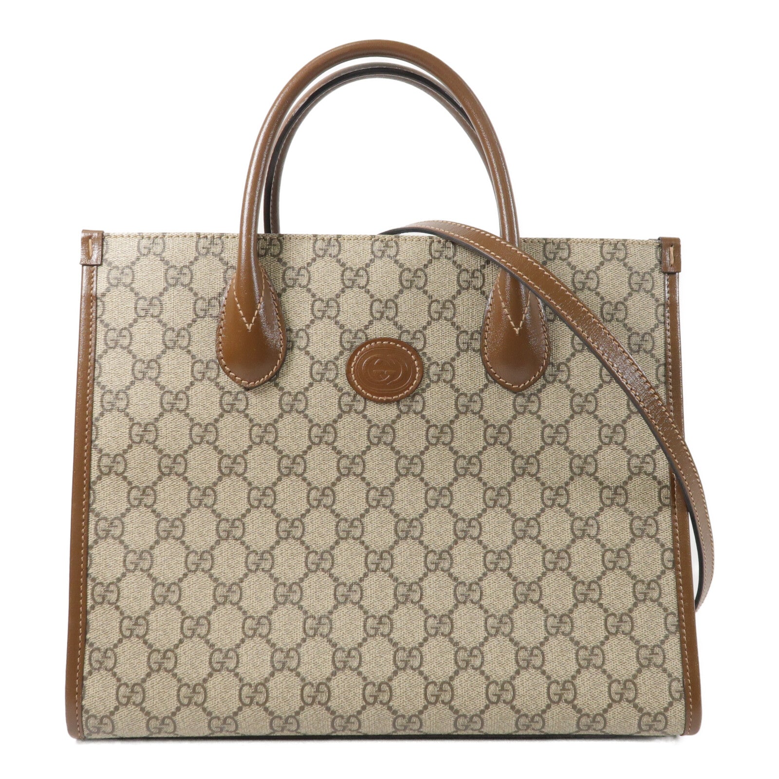 GUCCI 塗層帆布GG Retro Tote金扣手挽肩背兩用袋