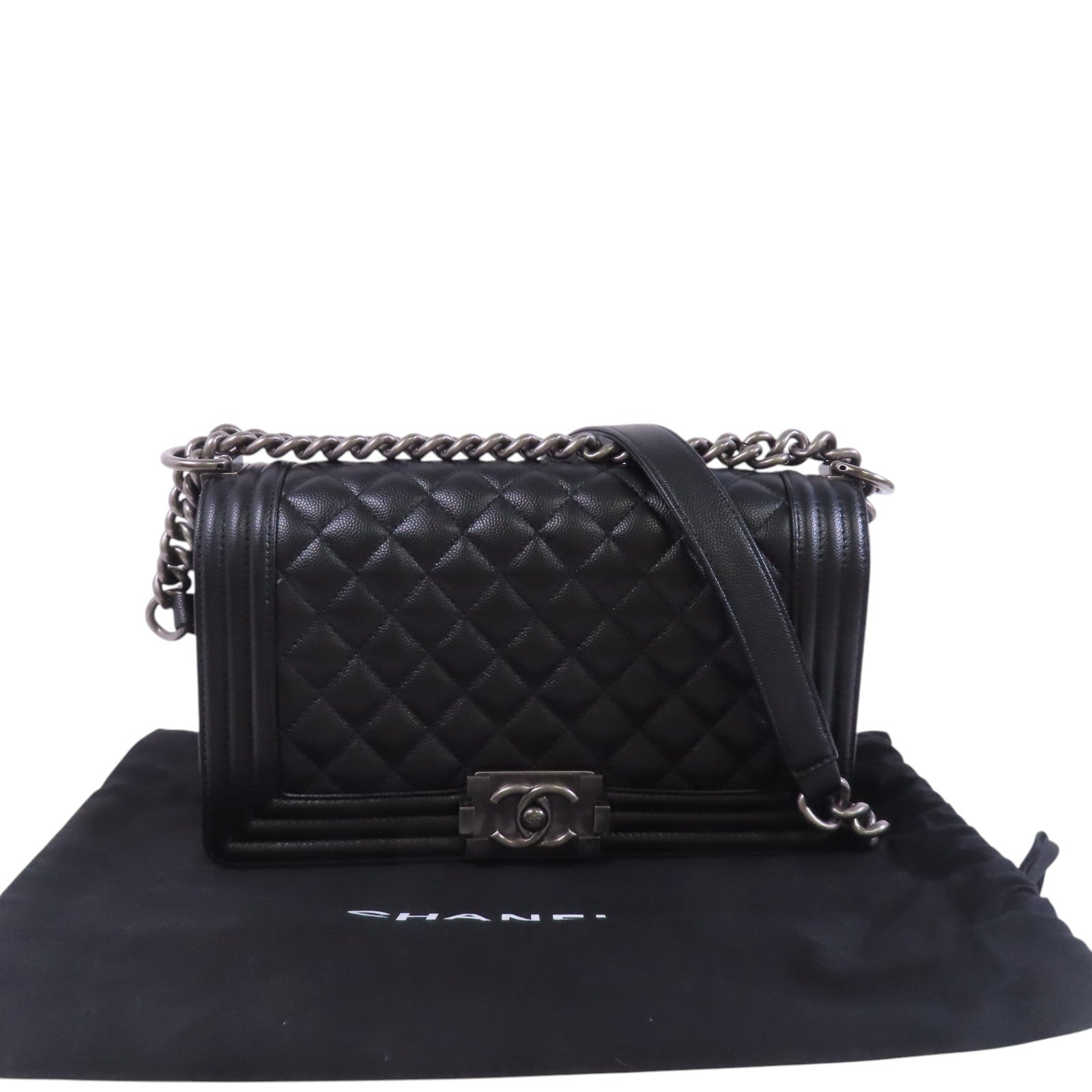 CHANEL 牛皮皮革Boy Chanel 25金扣鏈帶肩背袋