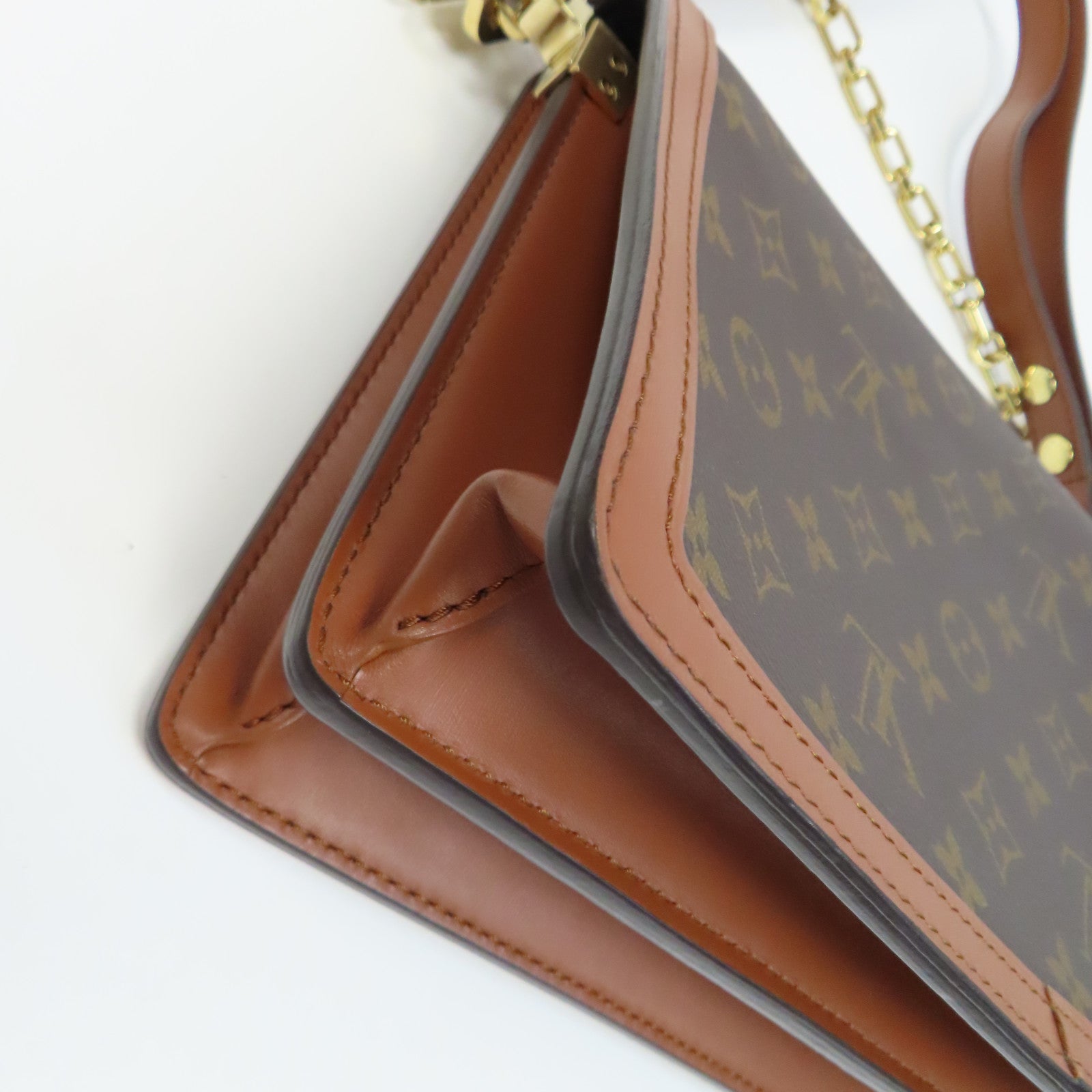 LOUIS VUITTON 【激減優惠】Monogram Reverse Dauphine MM金扣肩背袋啡色