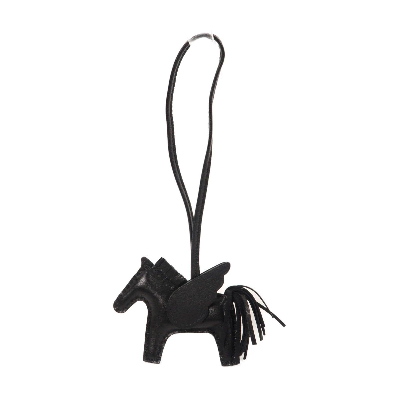 HERMES Swift皮革Rodeo Pegase PM掛飾So Black/黑色