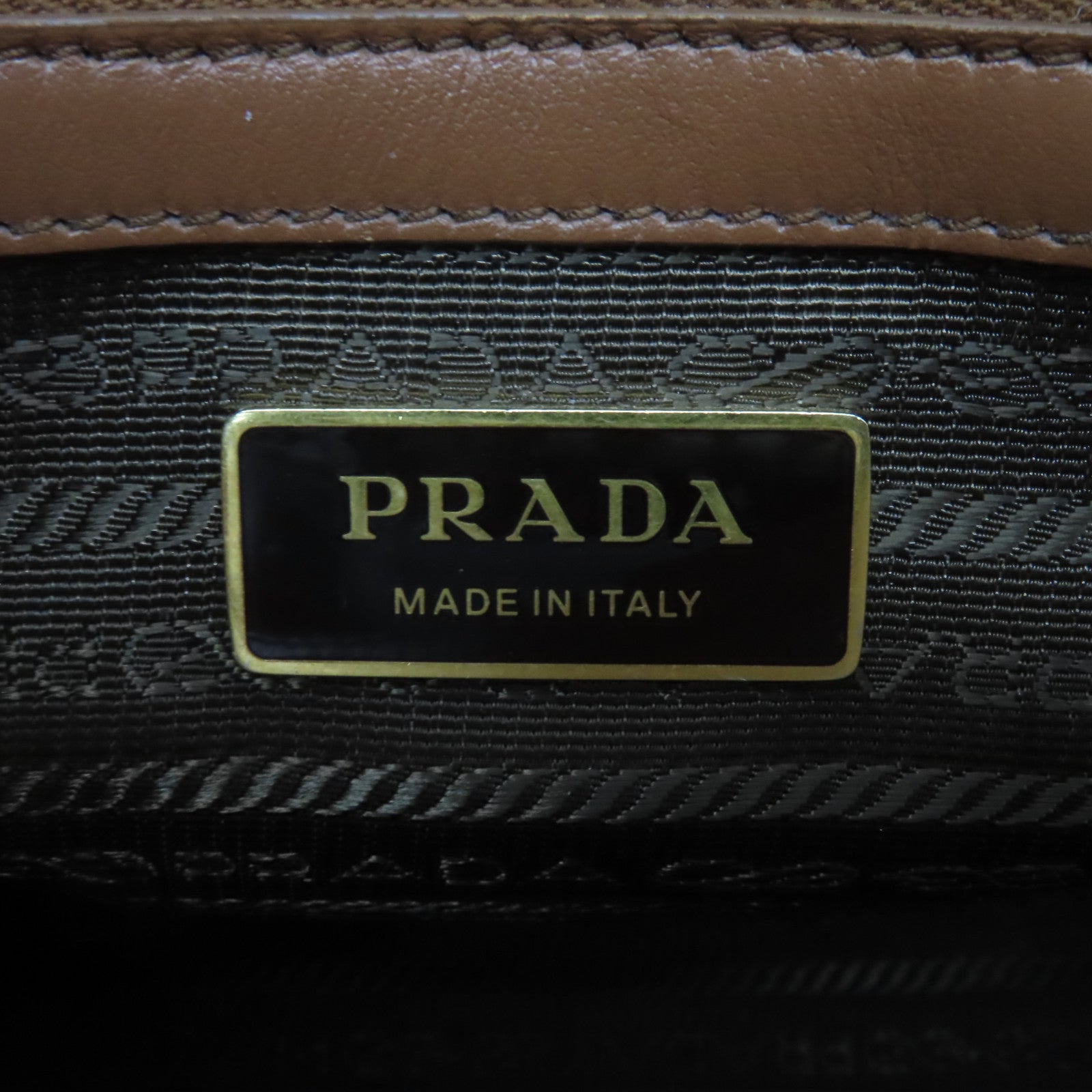PRADA 【激減優惠】帆布2 Way Shoulder金扣手挽肩背兩用袋白色/啡色