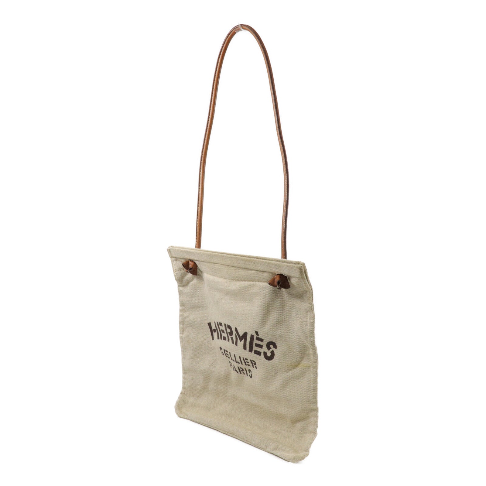 HERMES 帆布/Barenia皮革Aline手挽袋Beige