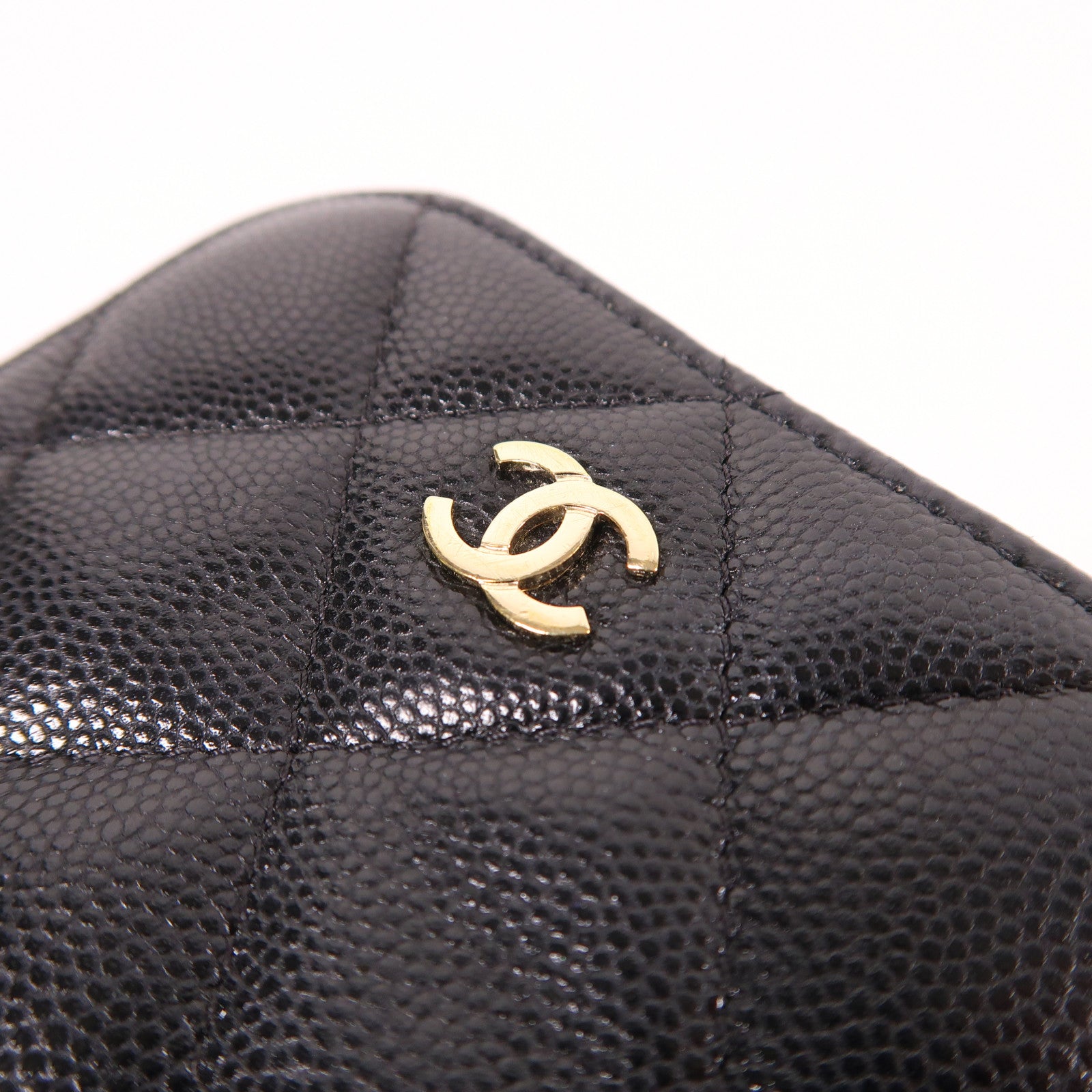 CHANEL CC GHW Phone Bag Chain Shoulder Bag Calfskin Leather Black