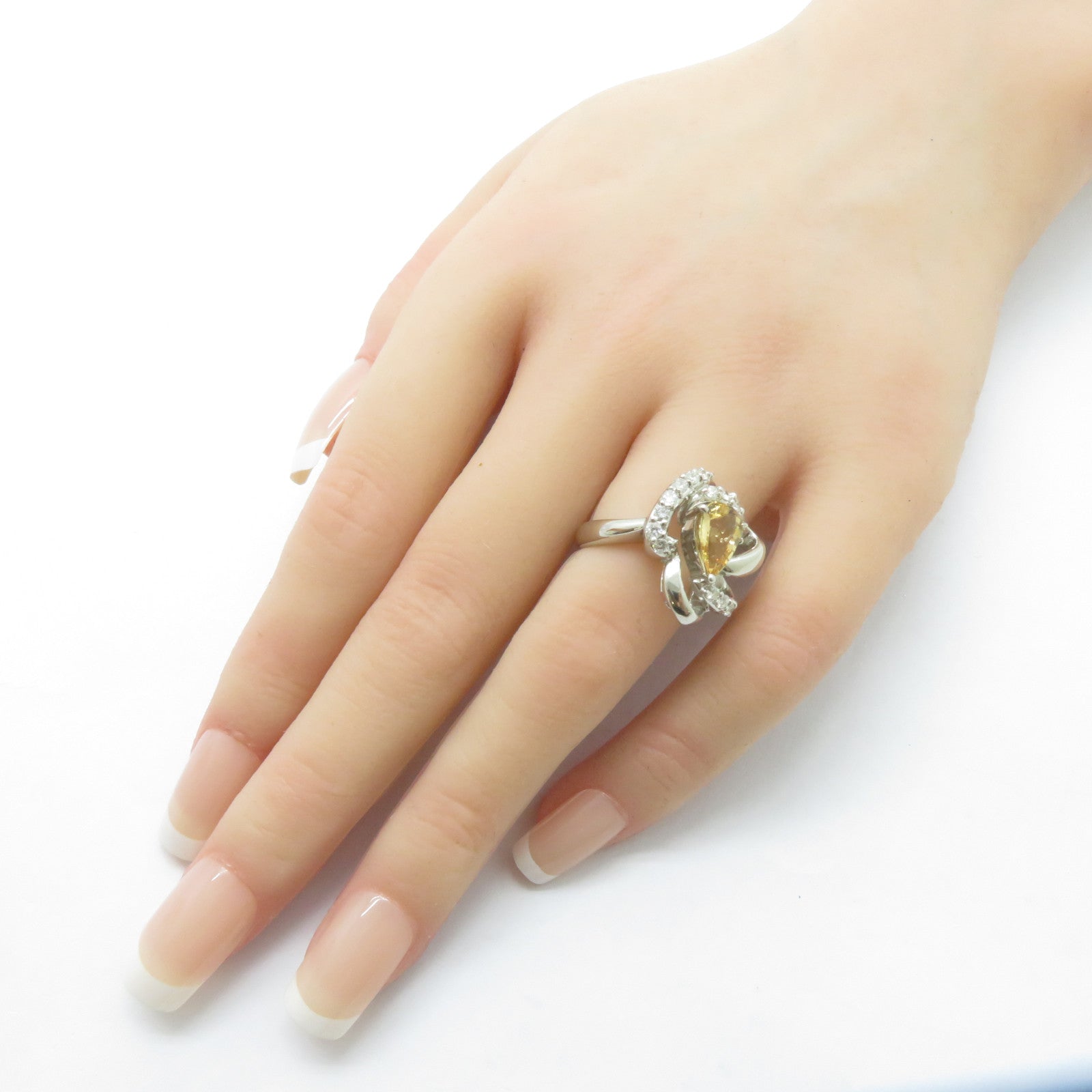 JEWELRY 【激減優惠】PT900鉑金Imperial Topaz Ring 1.29ct拓帕石/0.41ct鑽石戒指US#5.5