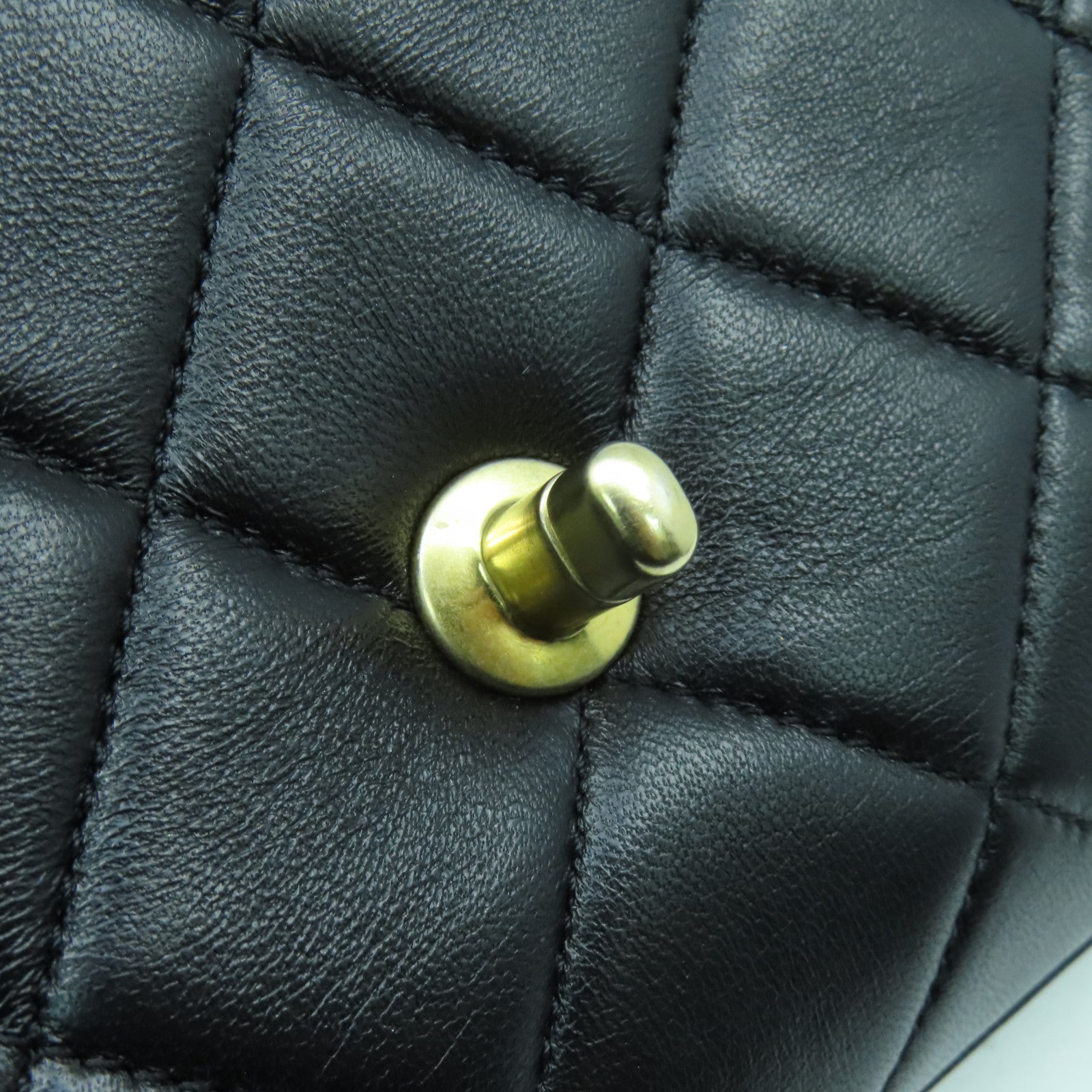CHANEL 菱格羊皮皮革Shoulder Bag金扣手挽肩背兩用袋黑色