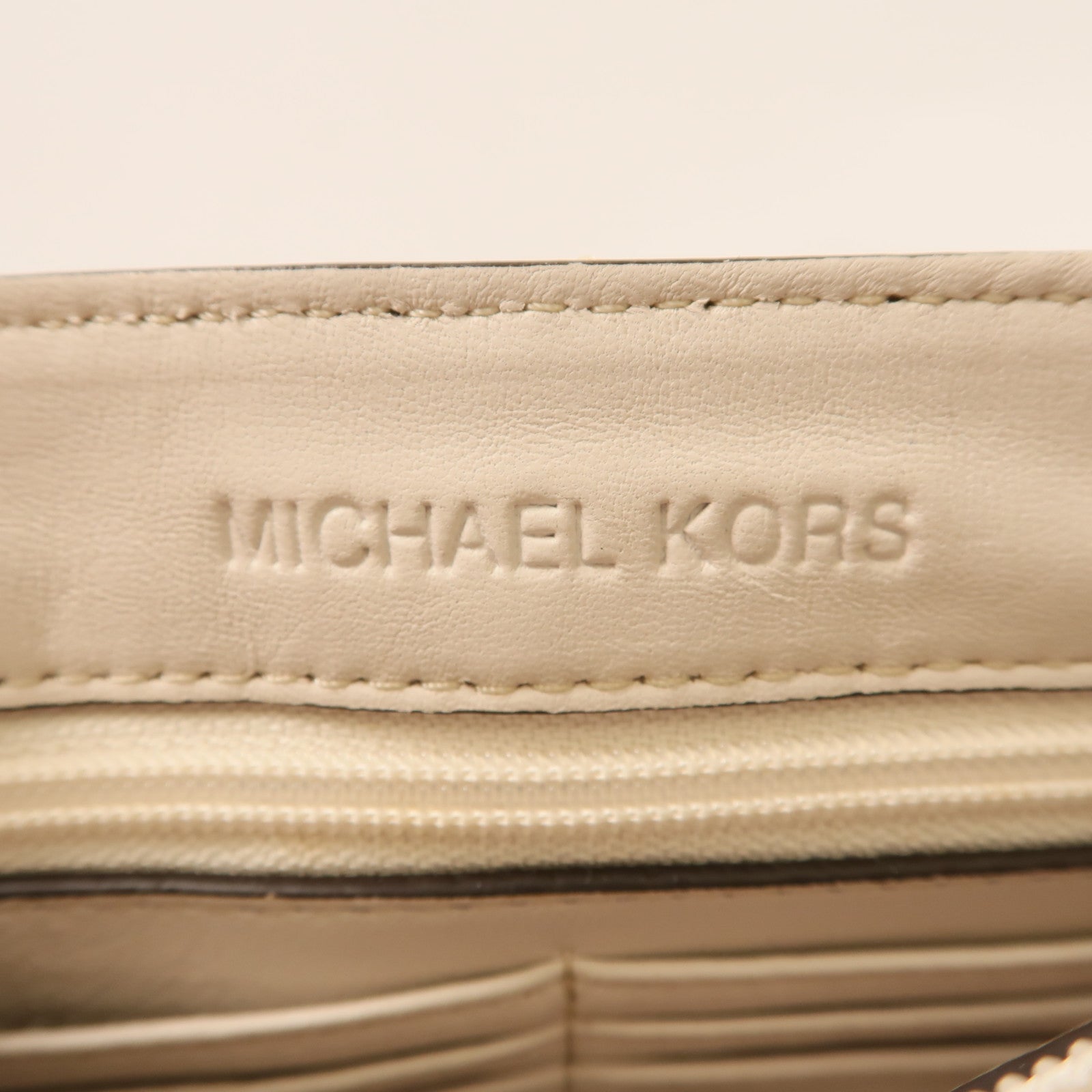 Michael Kors 牛皮皮革Chain Shoulder Bag金扣鏈帶肩背袋白色