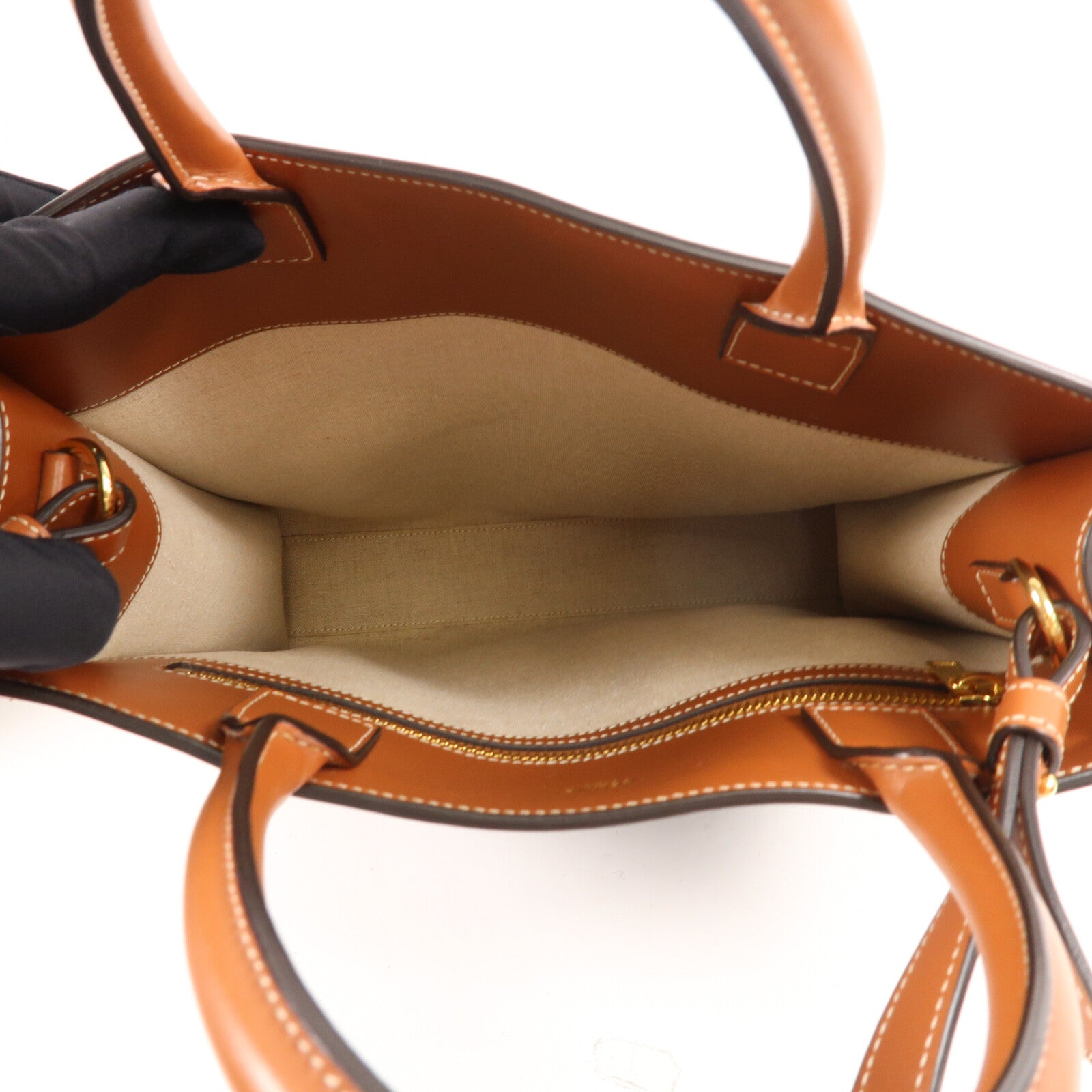 CELINE 帆布/牛皮皮革Vertical Cabas手挽肩背兩用袋