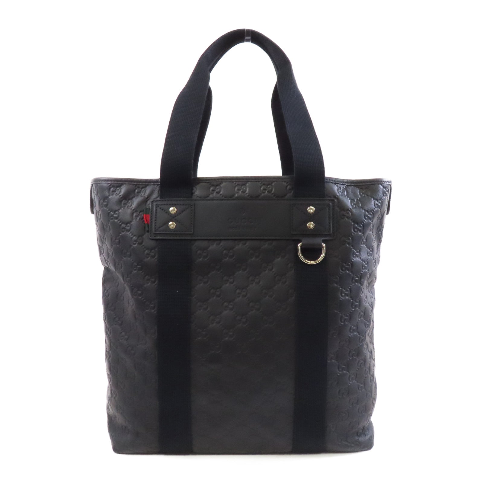 GUCCI 【激減優惠】牛皮皮革Shoulder Tote銀扣肩背袋/手挽袋黑色