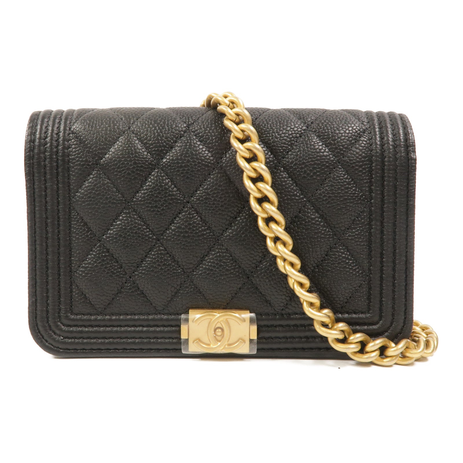 CHANEL 牛皮皮革Mini Boy鏈帶肩背袋
