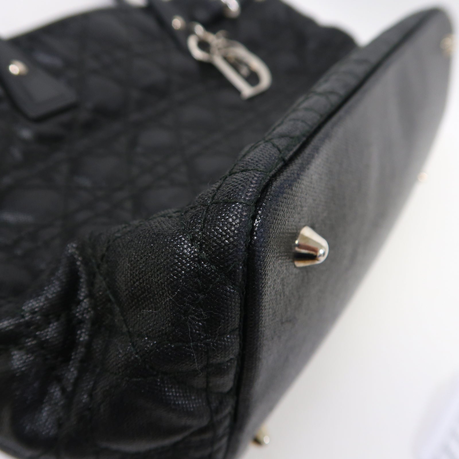 Dior 尼龍Cannage Tote Bag銀扣手挽袋黑色