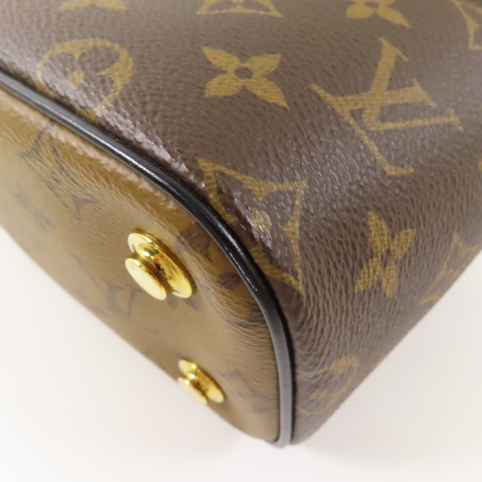 LOUIS VUITTON Monogram Reverse Vanity PM金扣手挽肩背兩用袋棕色