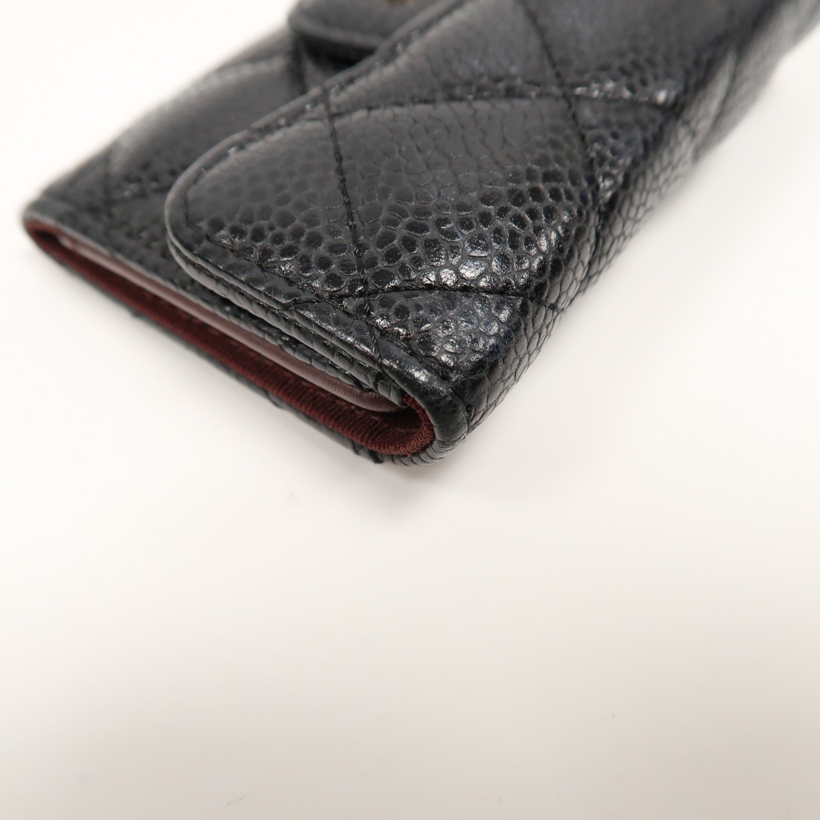 CHANEL Caviar皮革Keycase金扣鎖匙包黑色