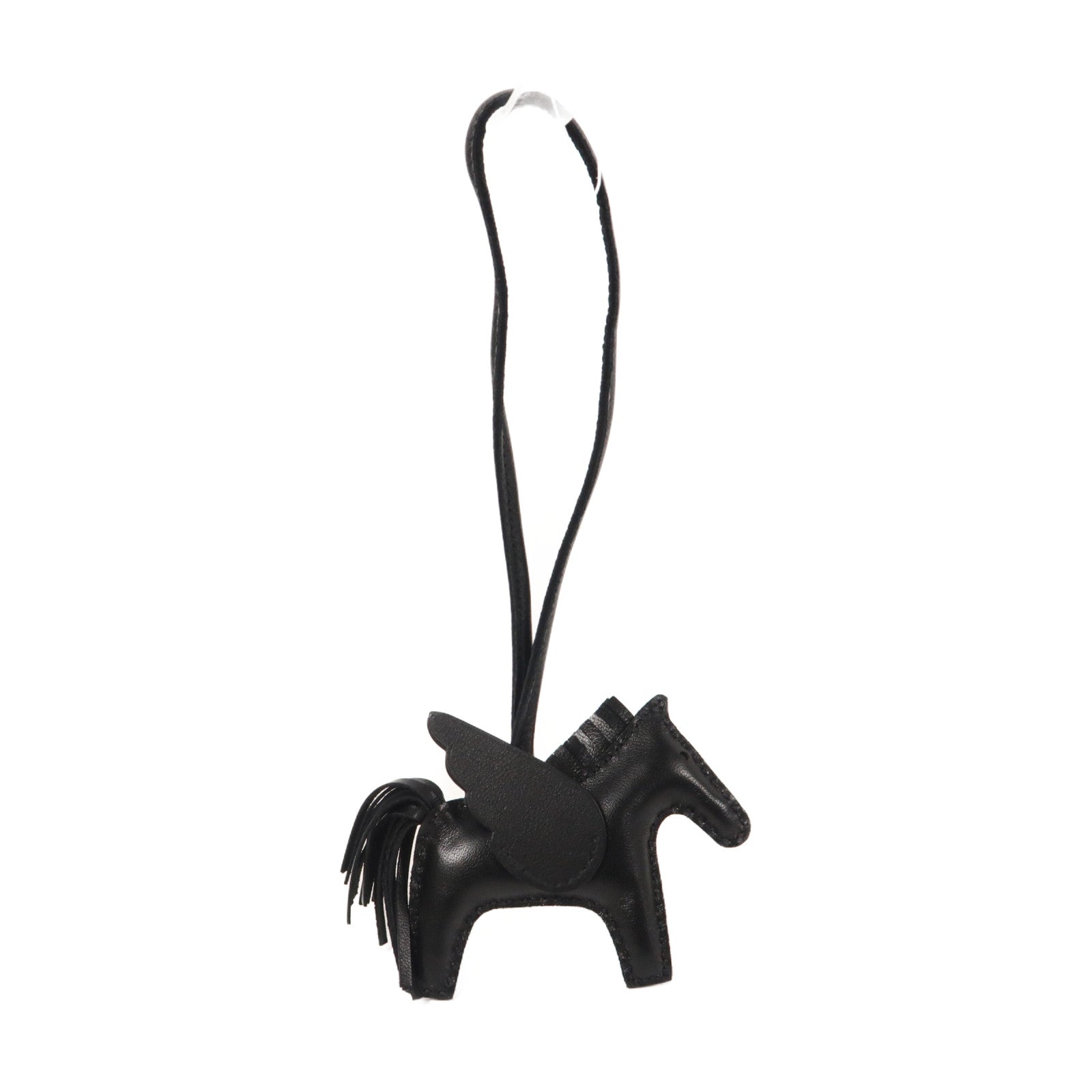 HERMES Swift皮革Rodeo Pegase PM掛飾So Black/黑色