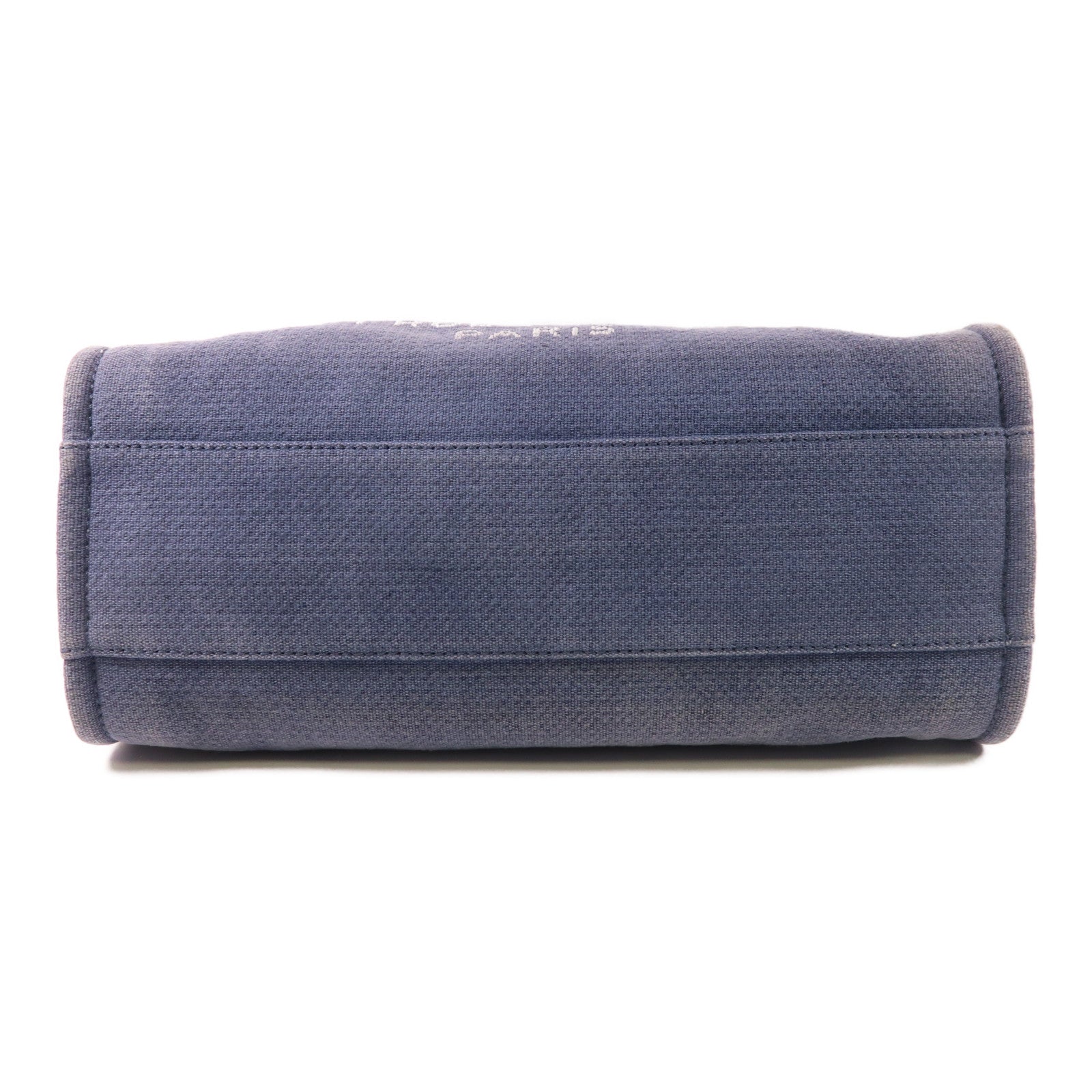 CHANEL 帆布Deauville Tote銀扣肩背袋