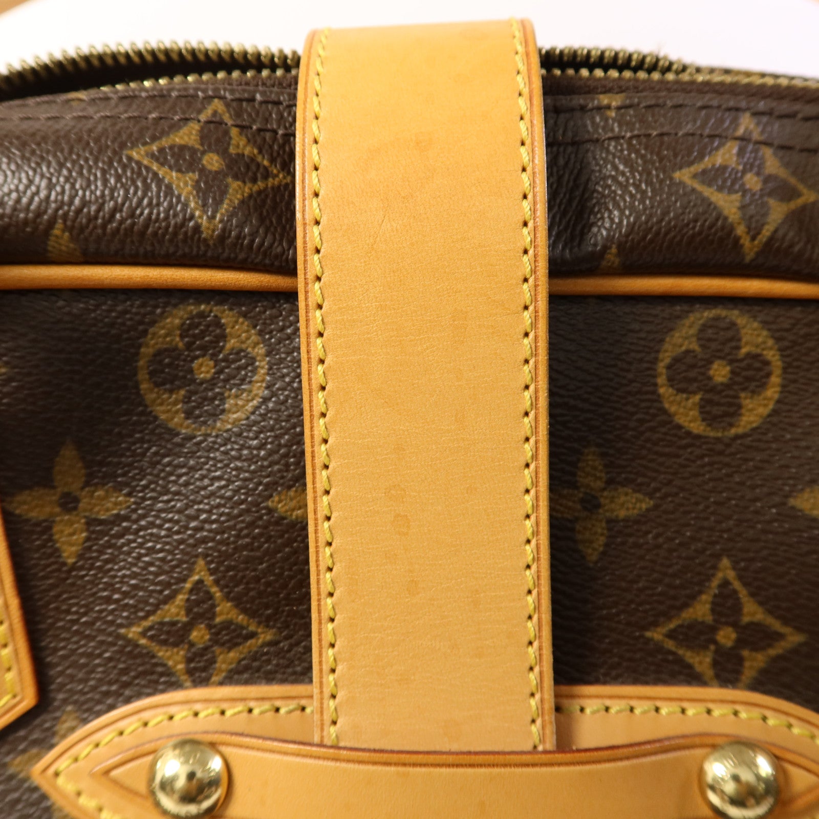 LOUIS VUITTON Monogram Manhattan GM金扣手挽袋棕色