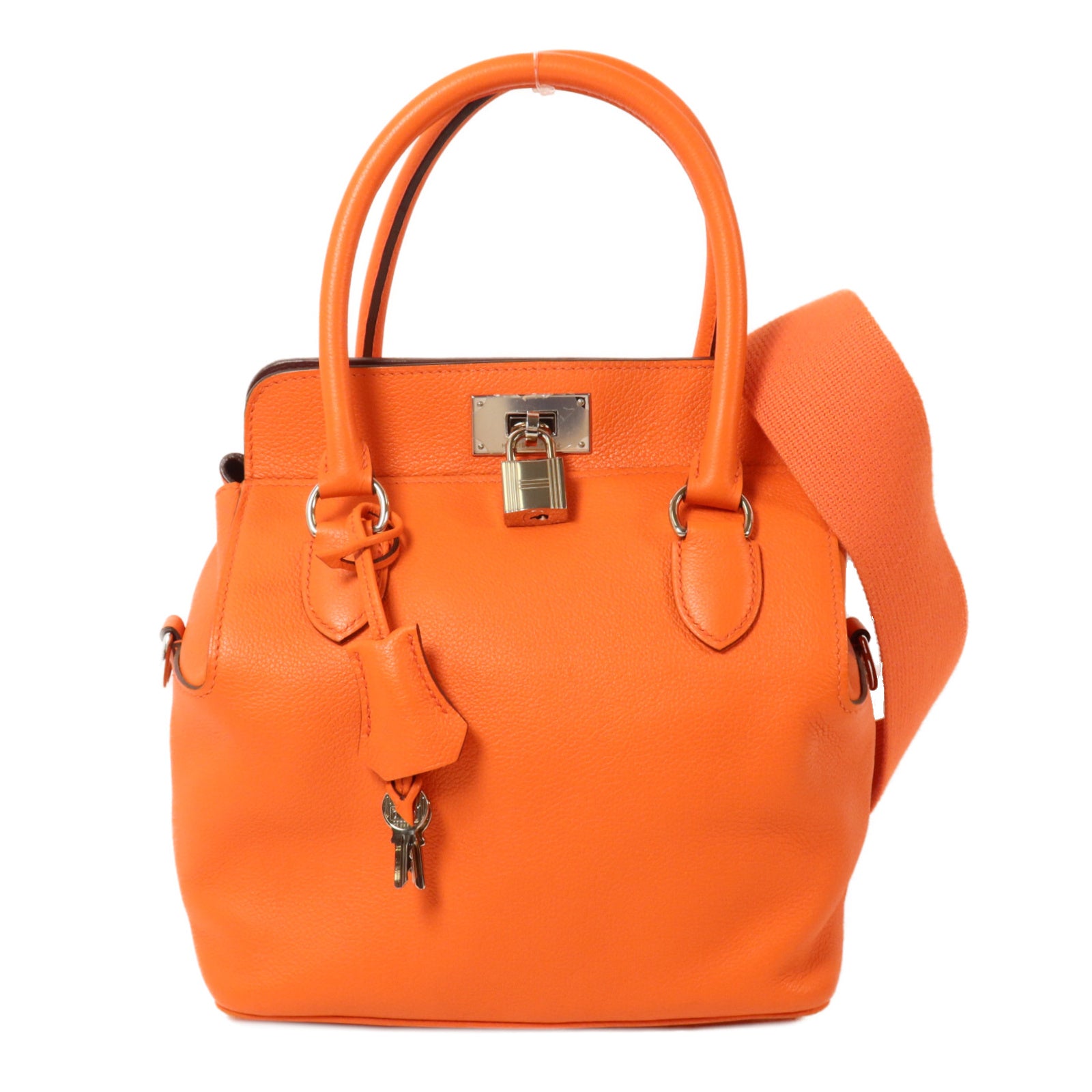 HERMES Evercolor皮革Tool Box 20手挽肩背兩用袋Orange Poppy