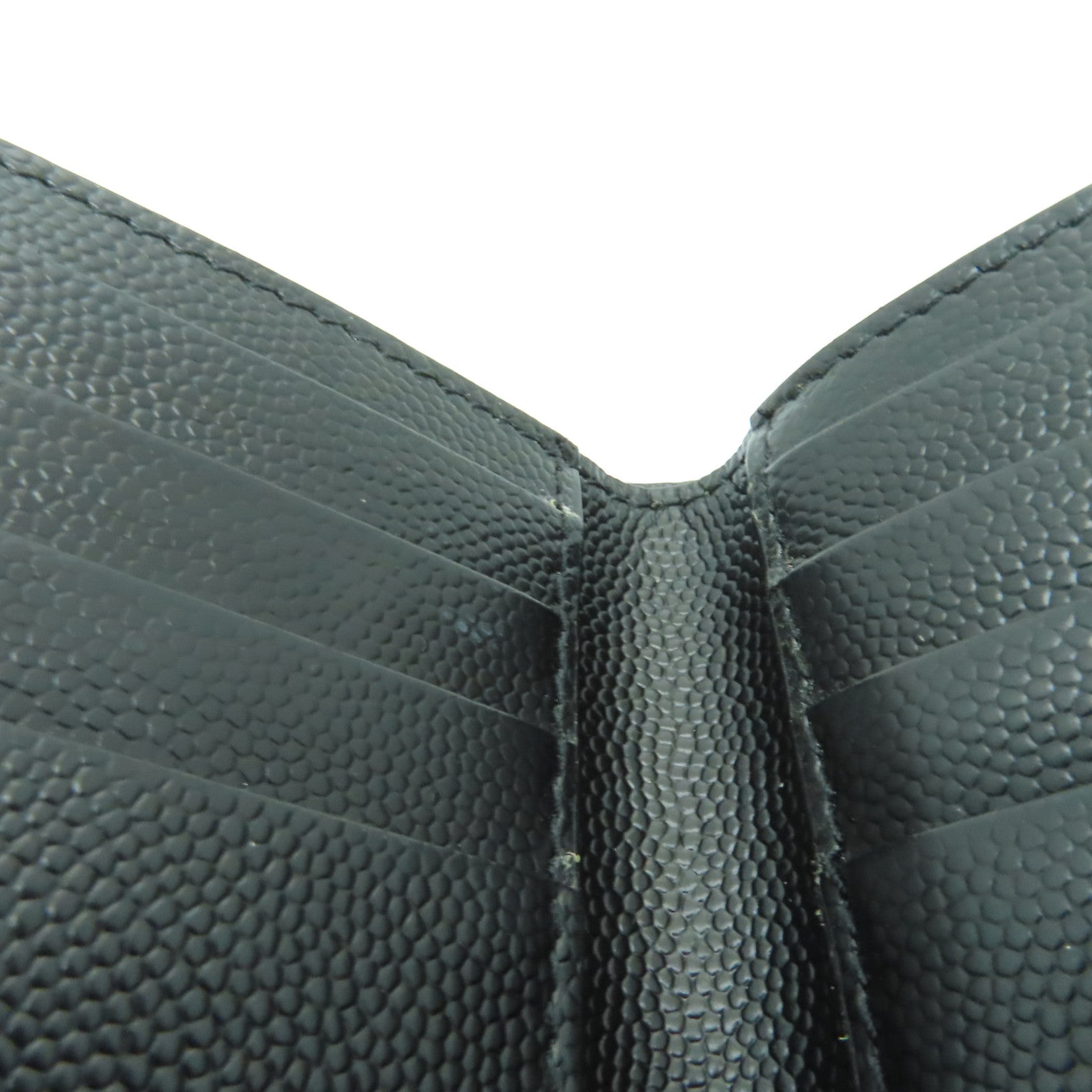 SAINT LAURENT 牛皮皮革Wallet銀扣錢包黒色