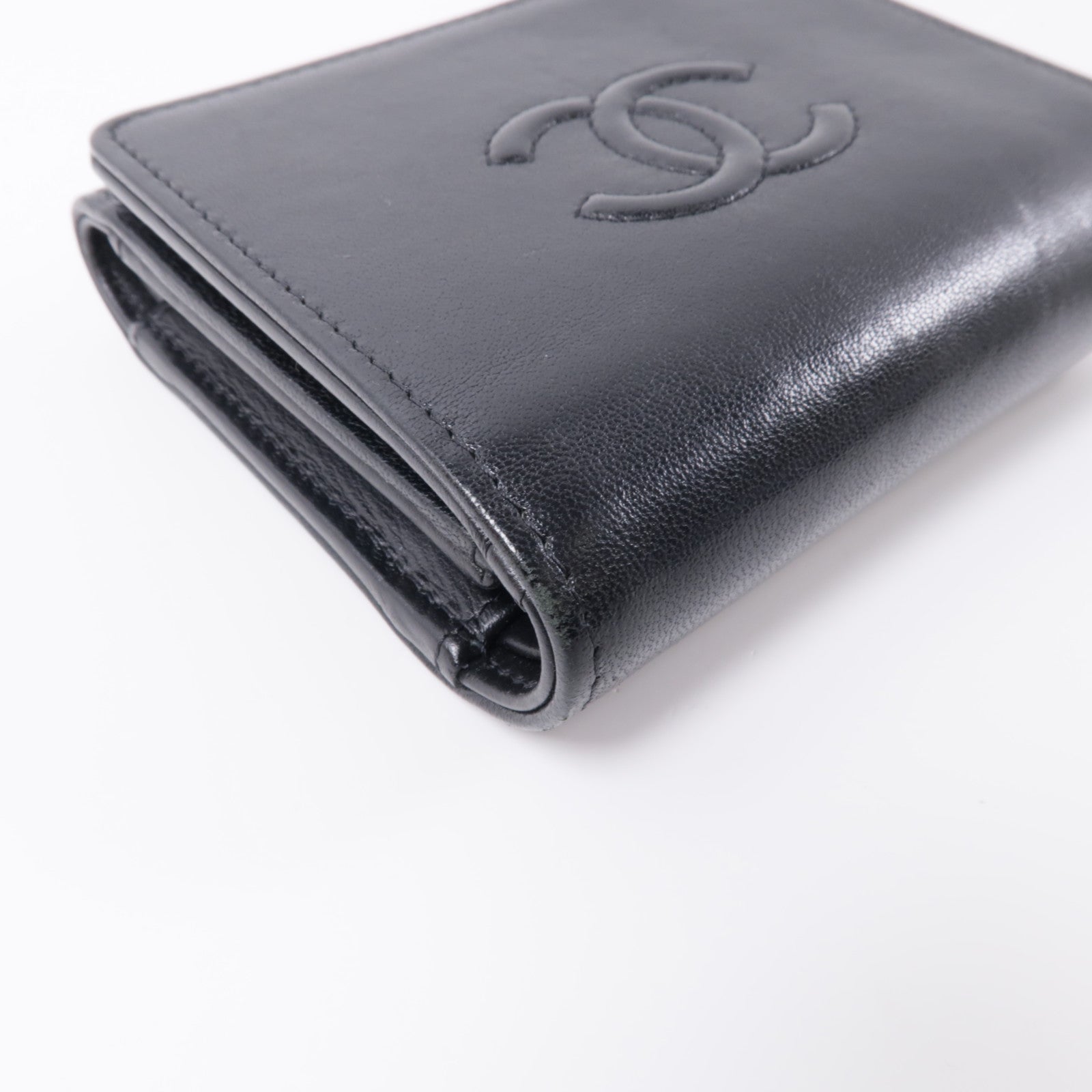 CHANEL 皮革Wallet金扣錢包黑色