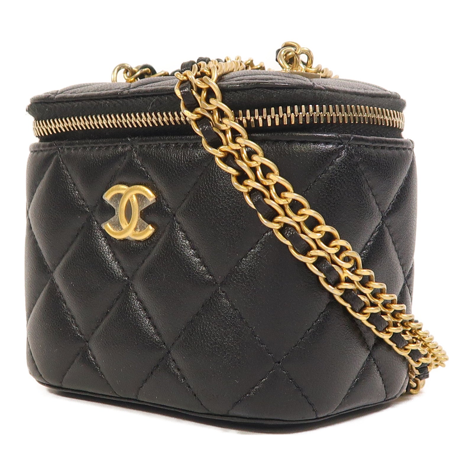 CHANEL 羊皮皮革Mini Vanity金扣鏈帶肩背袋