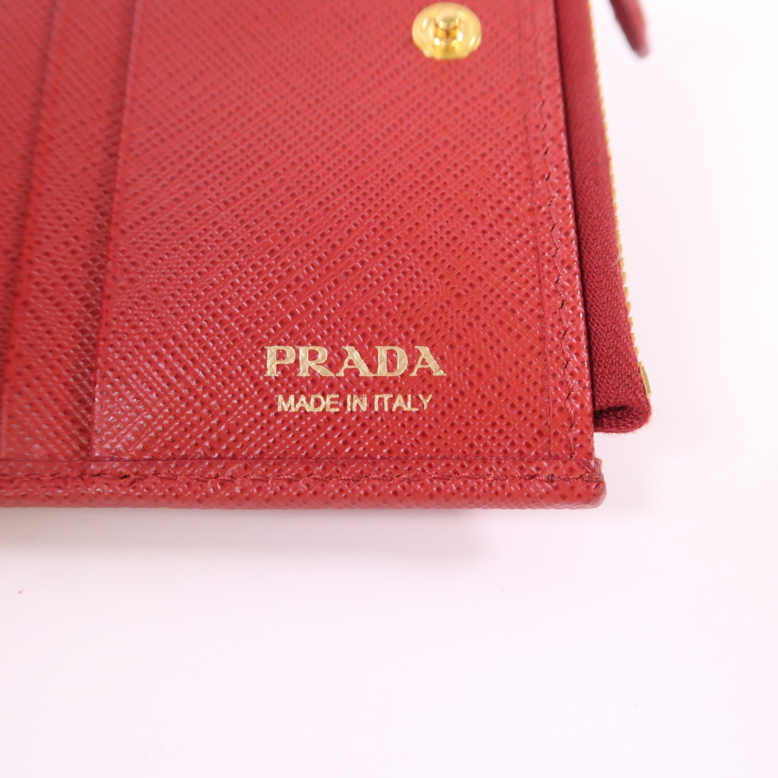 PRADA GHW Wallet 1ML023 Saffiano Leather Red