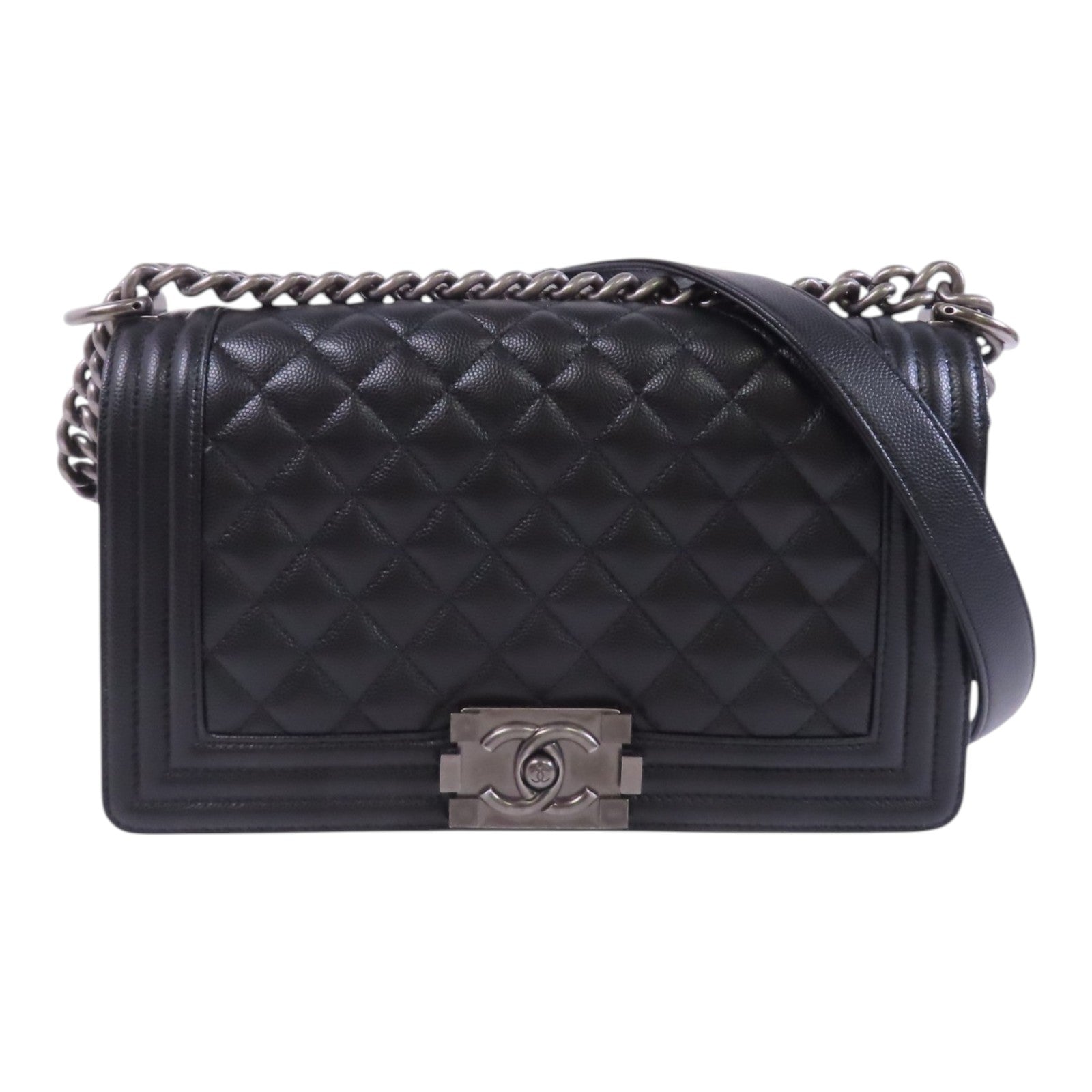 CHANEL 牛皮皮革Boy Chanel 25金扣鏈帶肩背袋