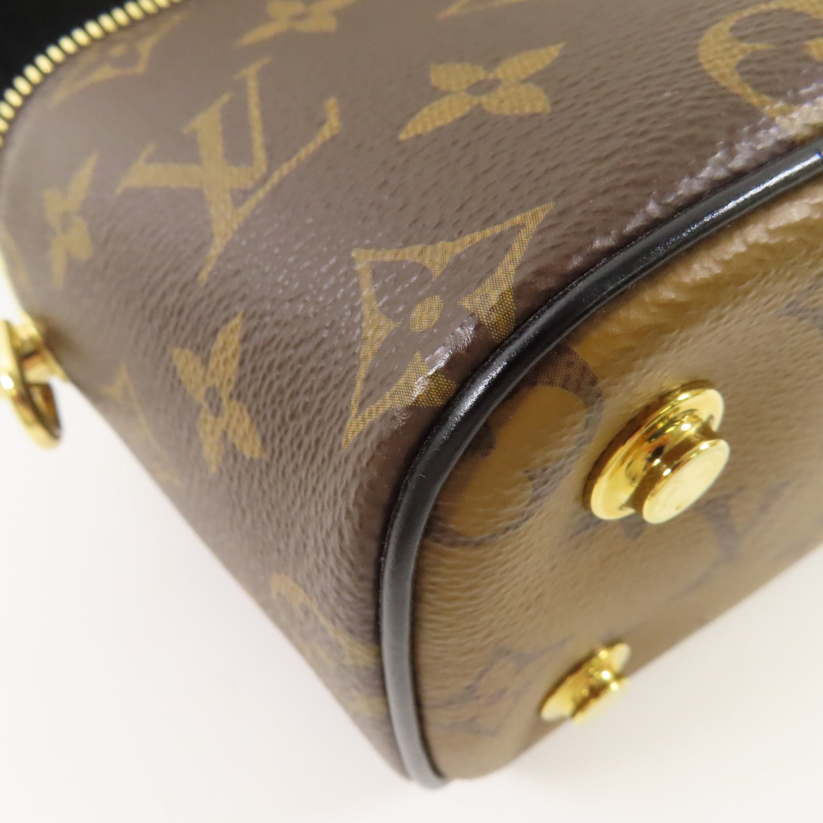 LOUIS VUITTON Monogram Reverse Vanity PM金扣手挽肩背兩用袋棕色