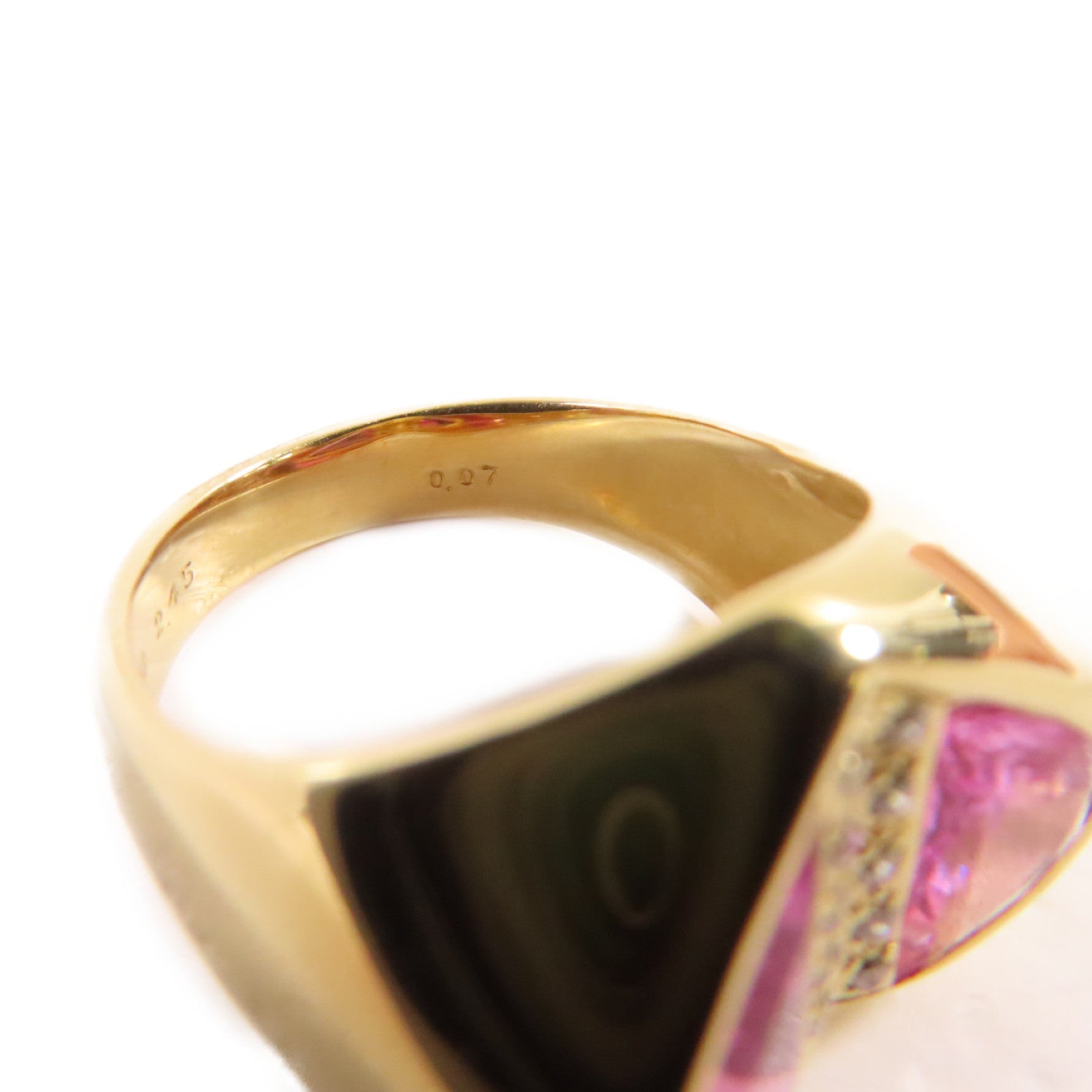 JEWELRY 【激減優惠】18K黃金/2.45ct粉紅藍寶石/0.07ct鑽石Pink Sapphire Diamond Ring戒指US#6.5