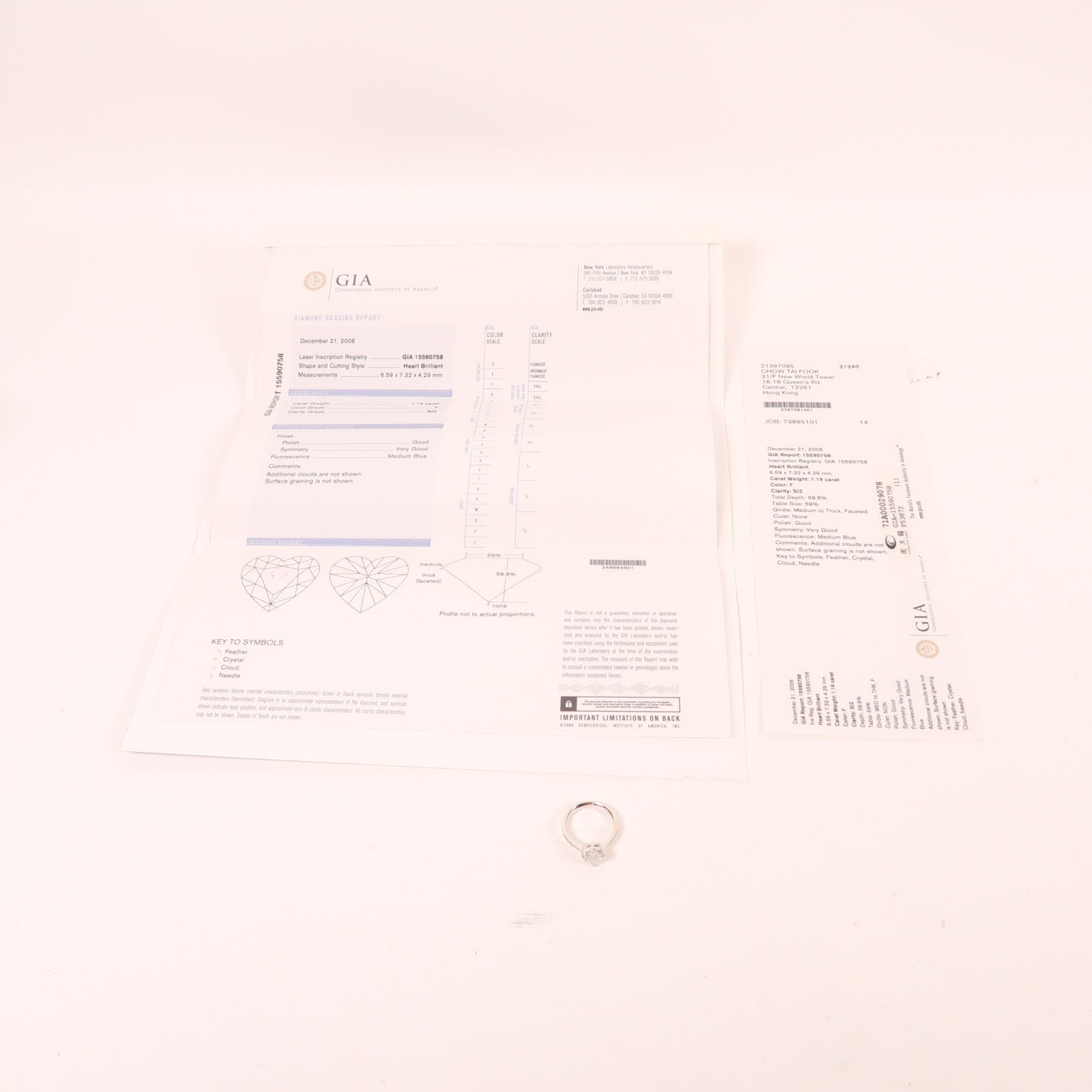 JEWELRY 【激減優惠】18K白金Diamond Ring 1.19鑽石戒指US#5.25