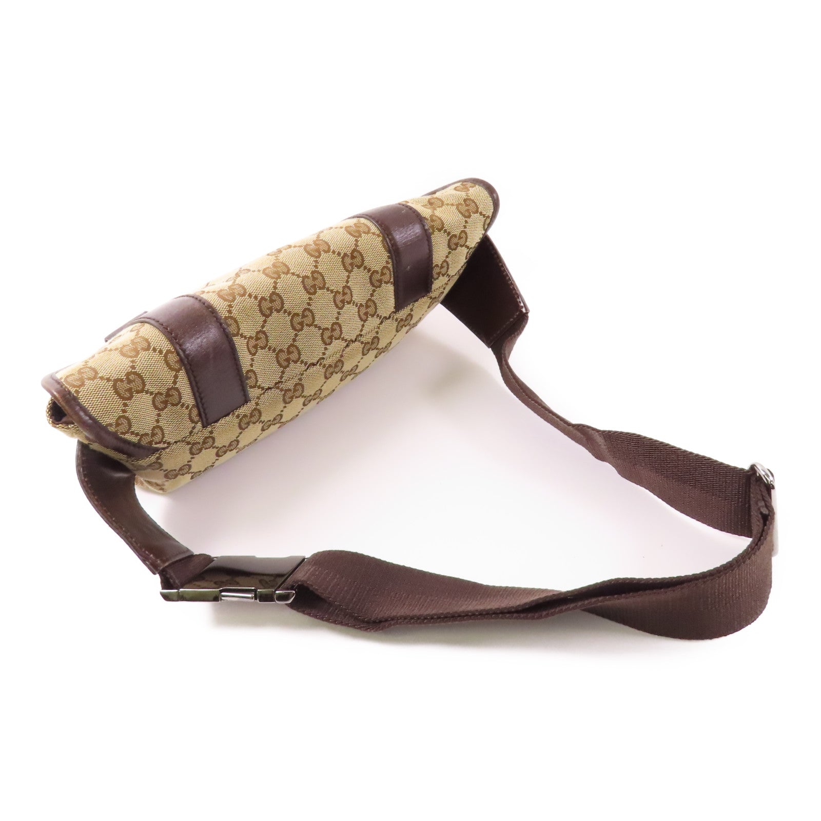 GUCCI 帆布Waist Bag銀扣腰包