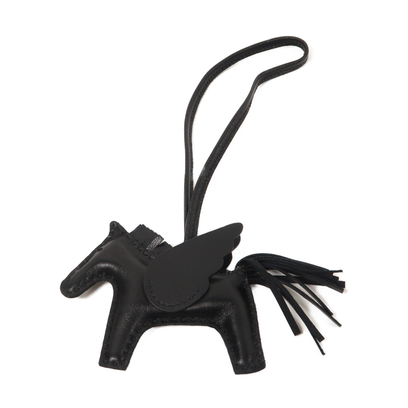 HERMES Swift皮革Rodeo Pegase PM掛飾So Black/黑色