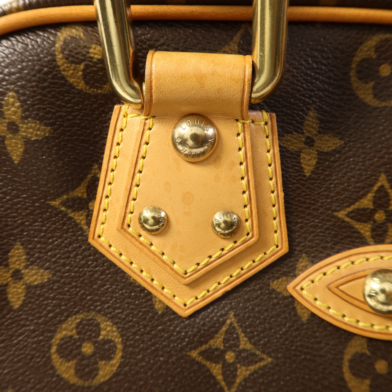 LOUIS VUITTON Monogram Manhattan GM金扣手挽袋棕色