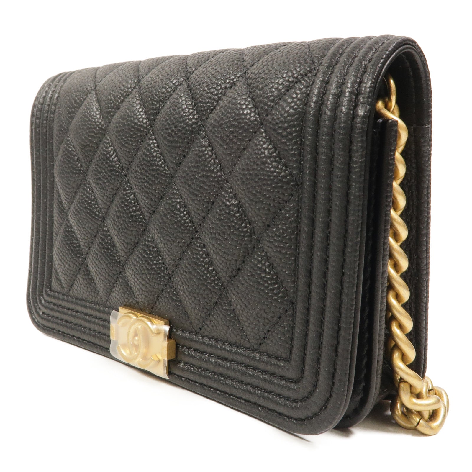 CHANEL 牛皮皮革Mini Boy鏈帶肩背袋