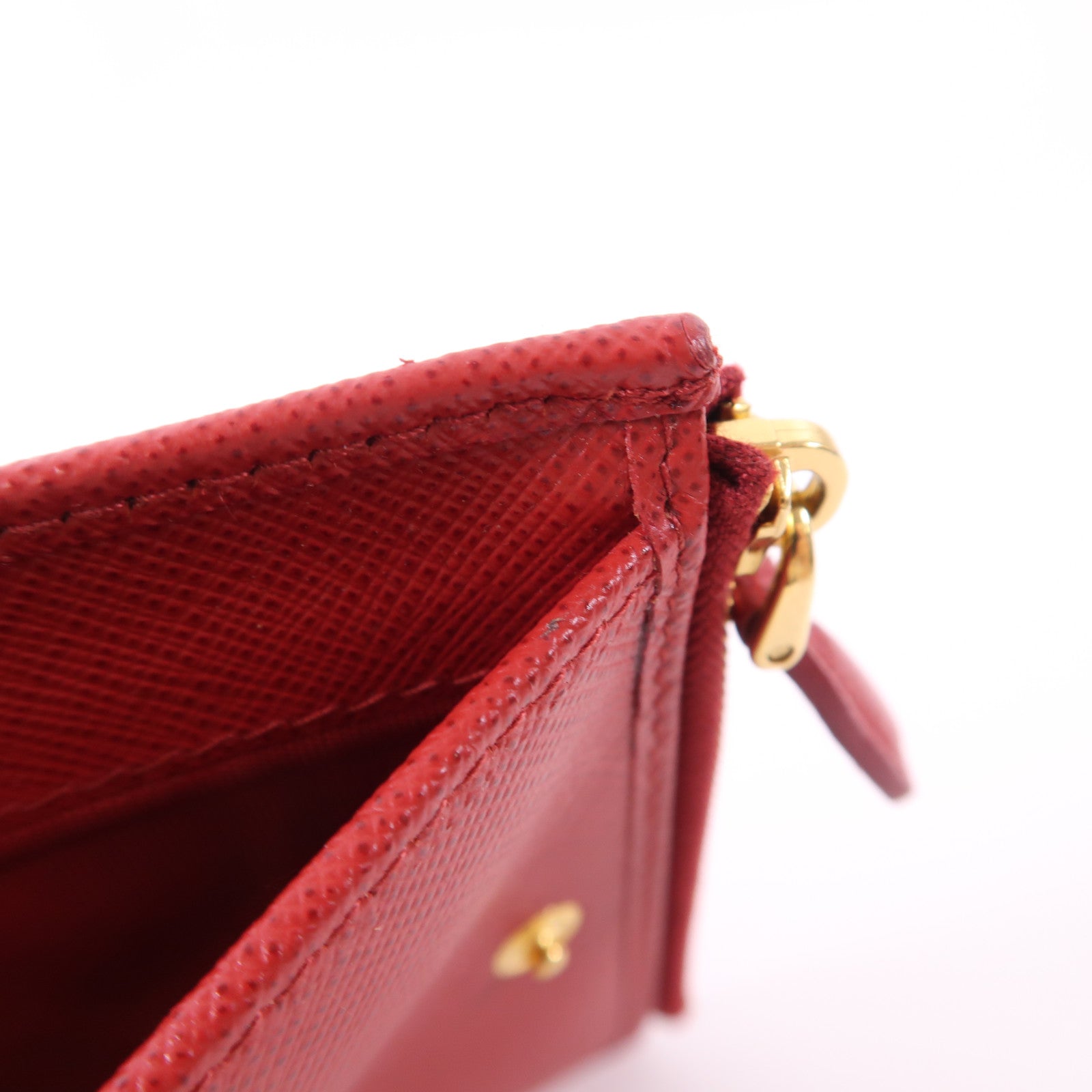 PRADA GHW Wallet 1ML023 Saffiano Leather Red