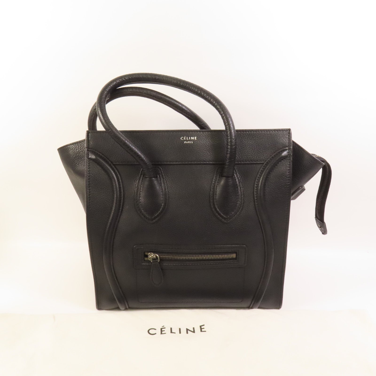 CELINE 牛皮皮革Mini Luggage銀扣手挽袋