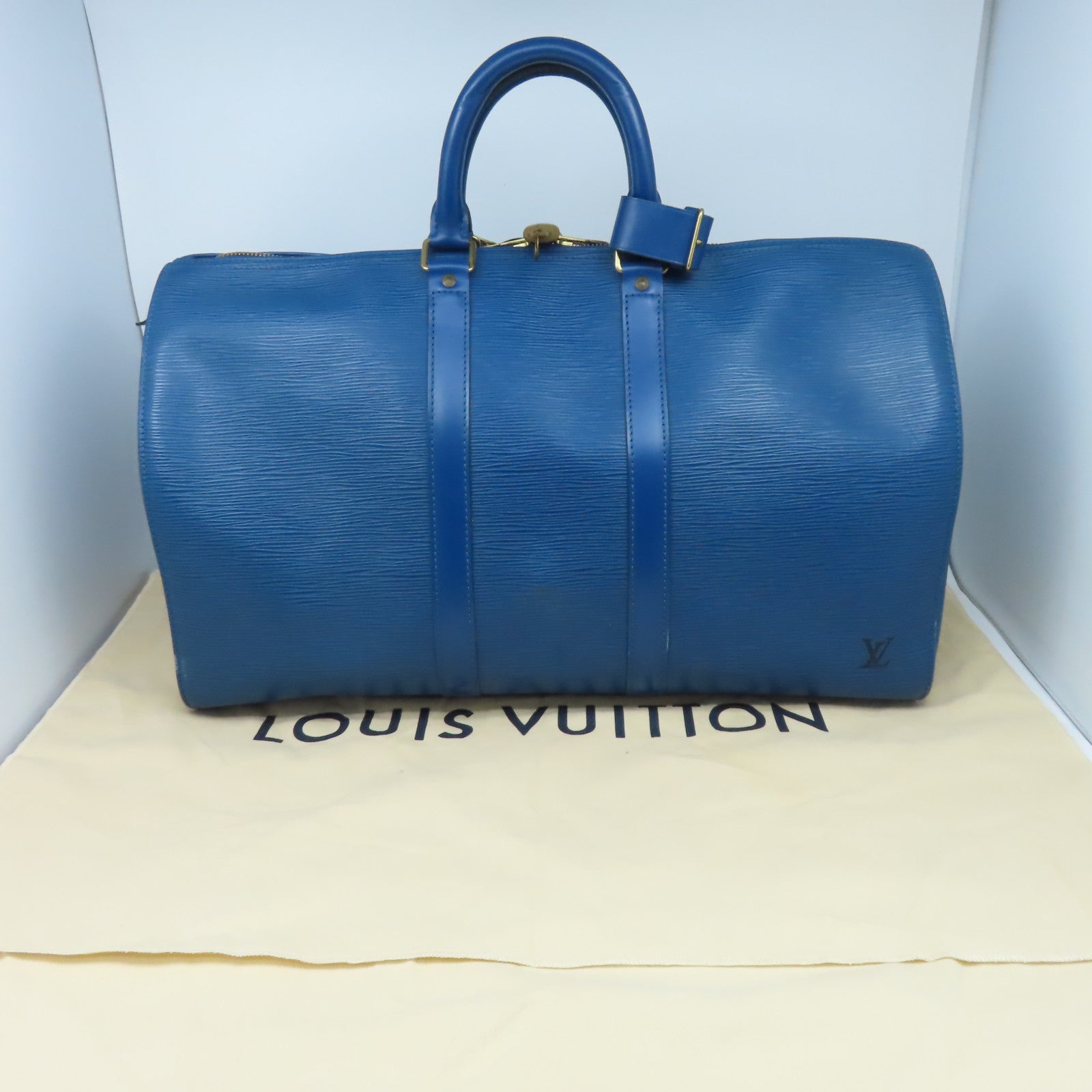 LOUIS VUITTON 【激減優惠】Epi Keepall 45金扣波士頓包藍色