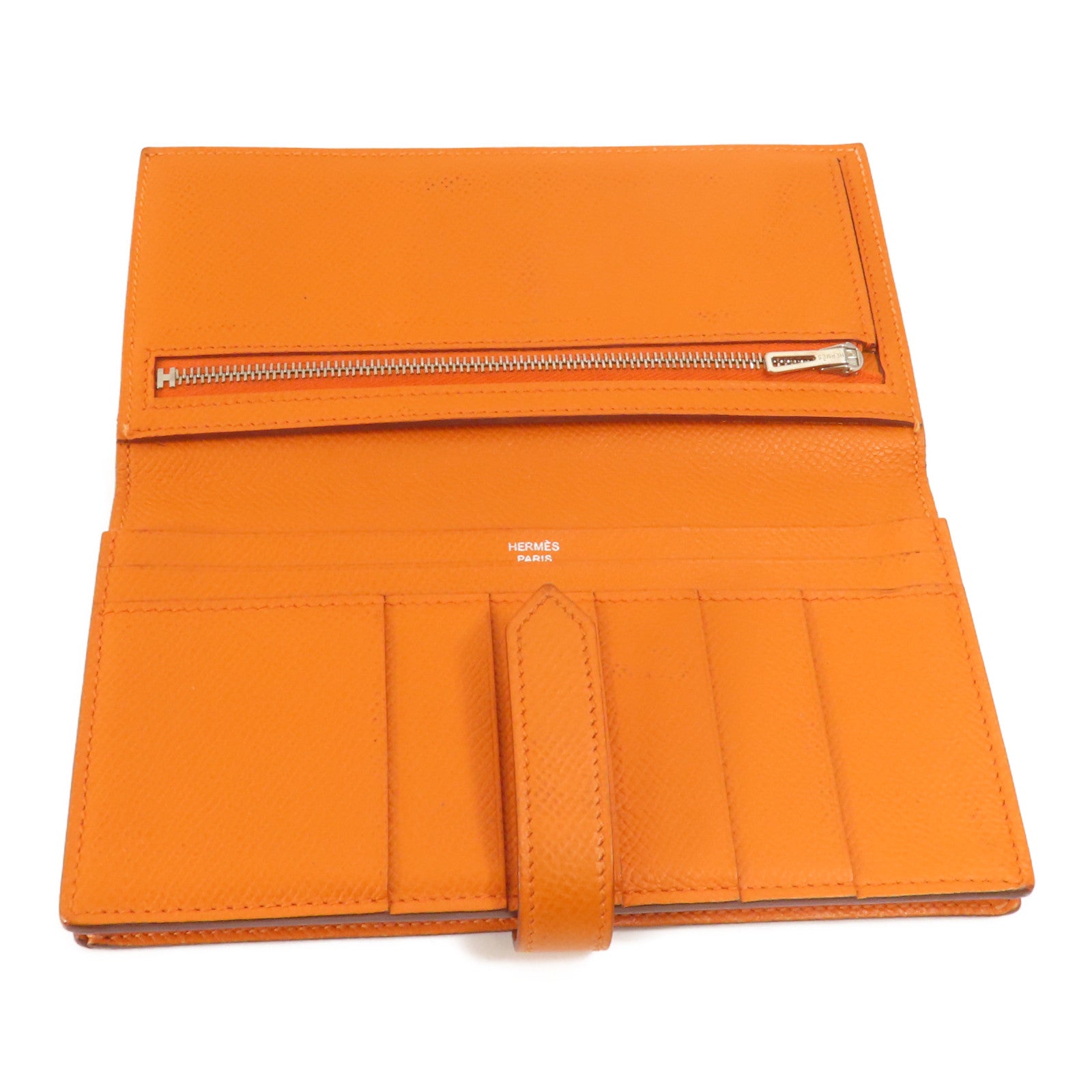 HERMES Epsom皮革Bearn Long Wallet銀扣長錢包