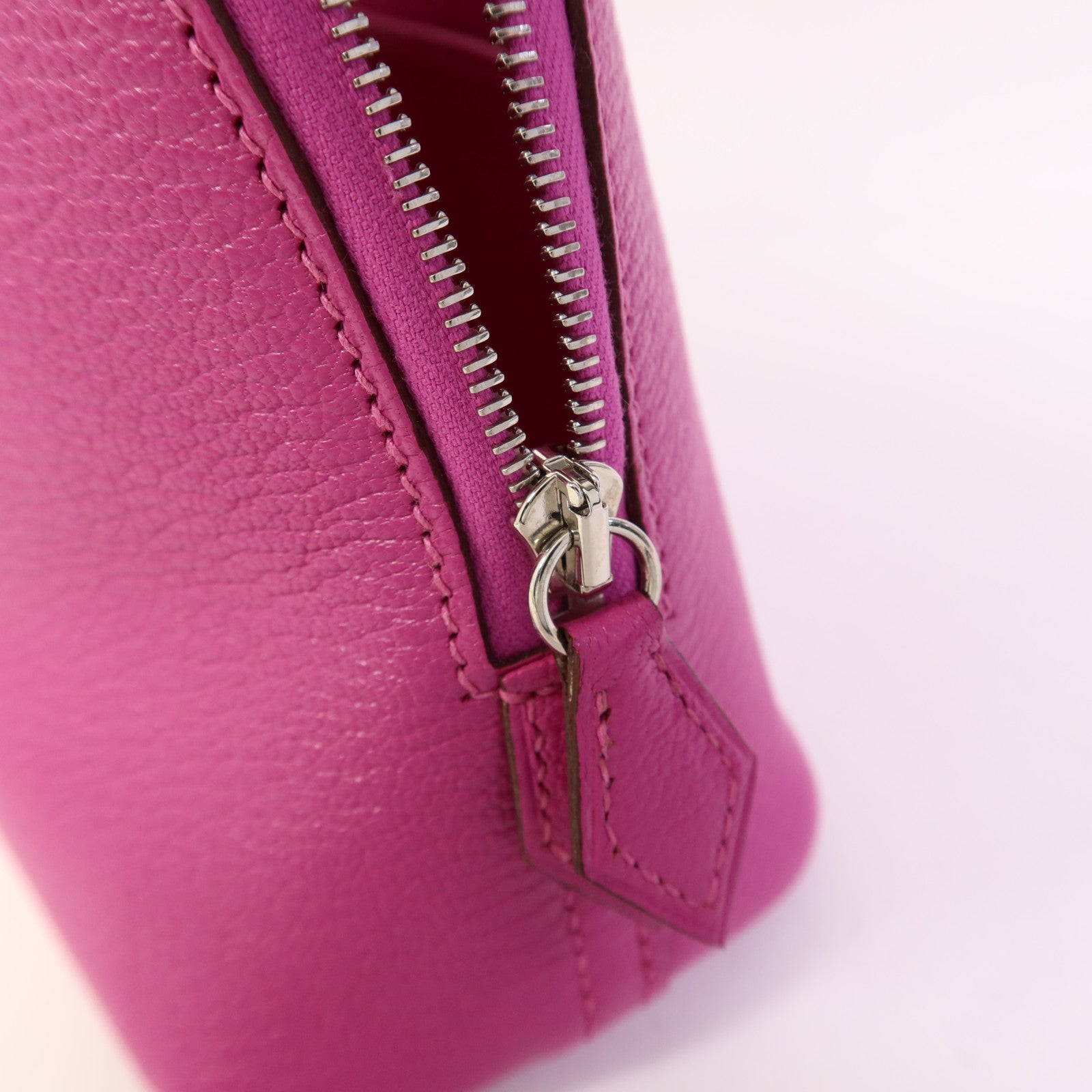 HERMES Chevre Mysore皮革Mini Bolide 1923銀扣手挽肩背兩用袋Rose Purple