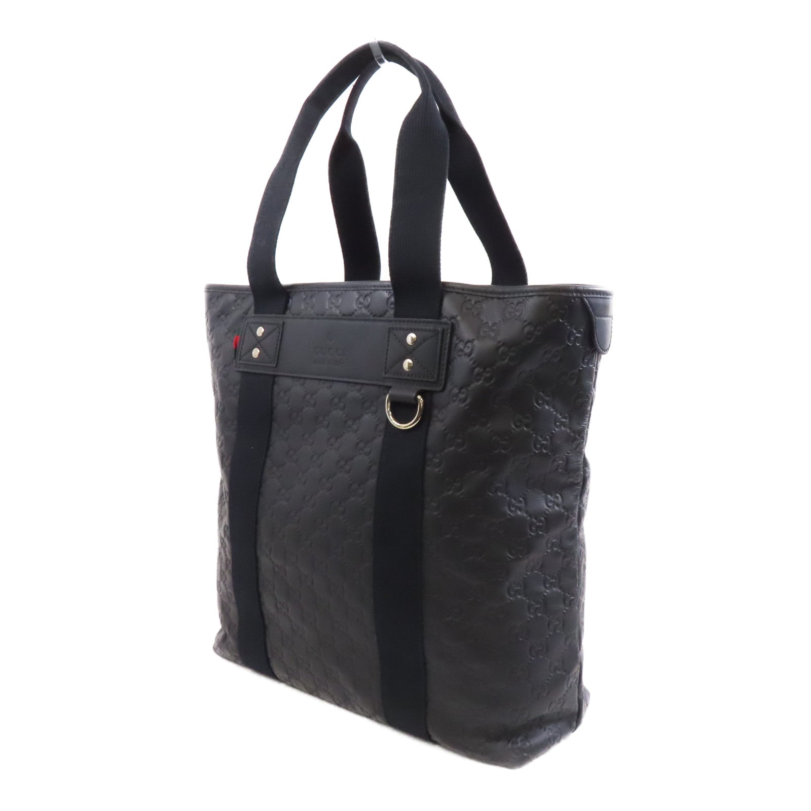 GUCCI 【激減優惠】牛皮皮革Shoulder Tote銀扣肩背袋/手挽袋黑色