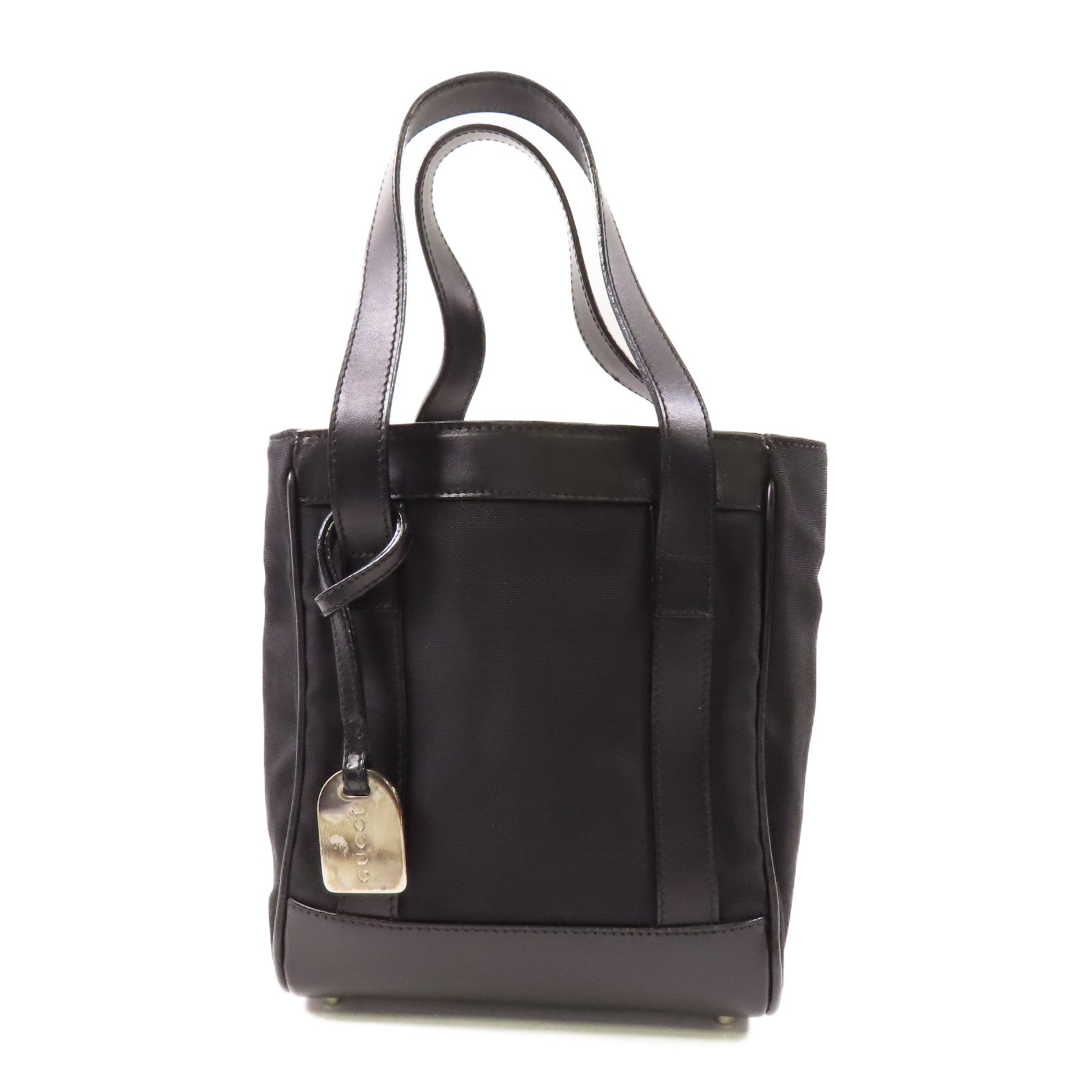 GUCCI 尼龍/皮革Handbag銀扣手挽袋