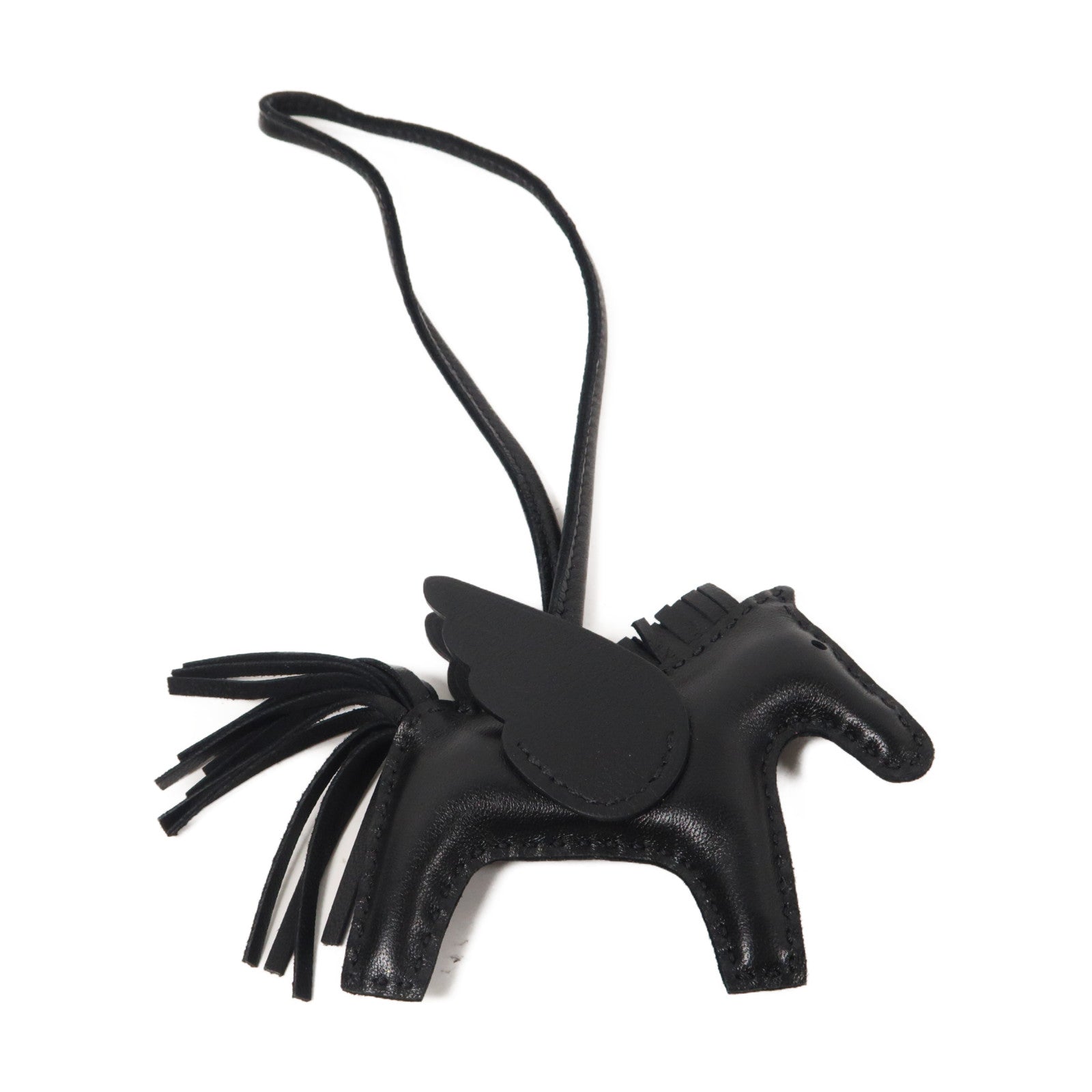 HERMES Swift皮革Rodeo Pegase PM掛飾So Black/黑色
