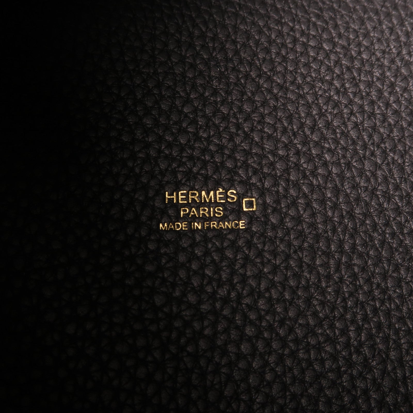 HERMES Alligator鱷魚皮革/Clemence皮革Picotin Touch PM金扣手挽袋黑色