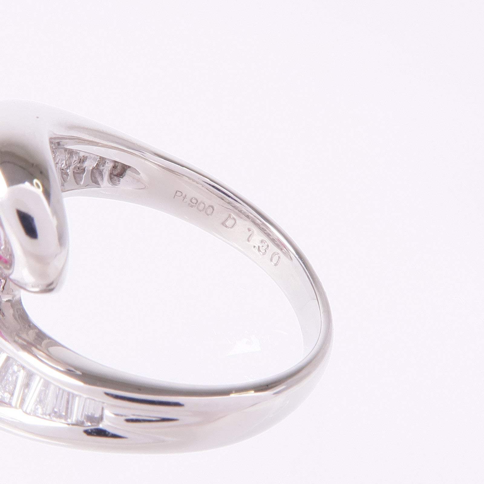 JEWELRY PT900鉑金Ruby Diamond Ring紅寶石/鑽石戒指US#5.75