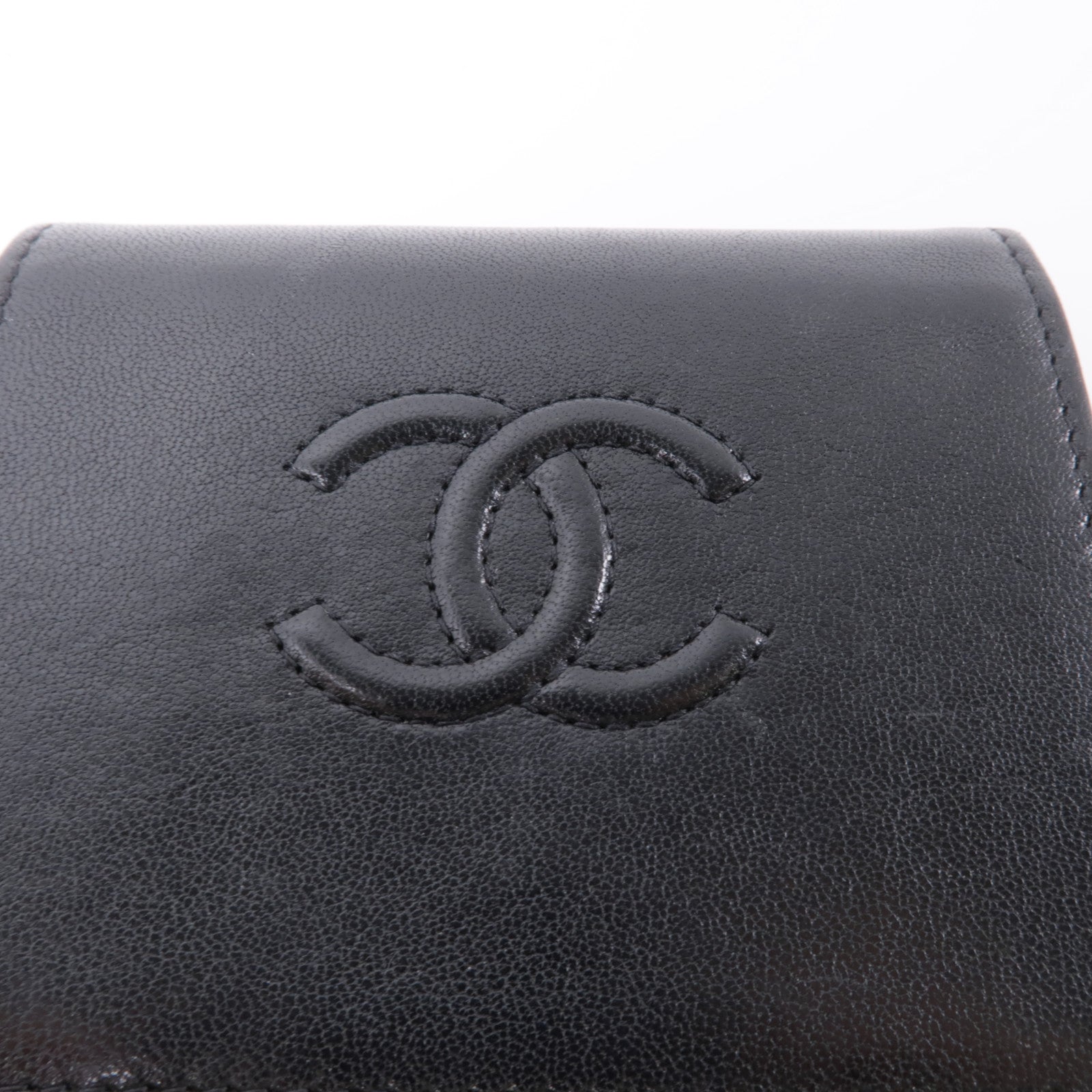 CHANEL 皮革Wallet金扣錢包黑色