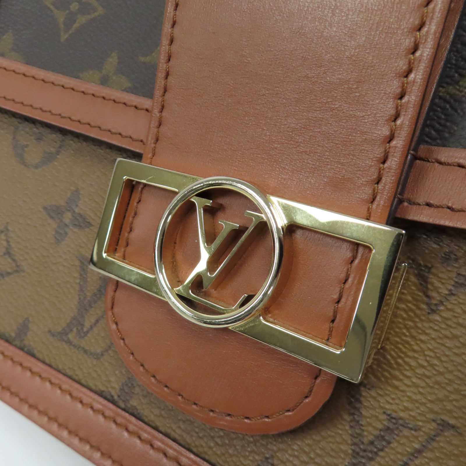 LOUIS VUITTON 【激減優惠】Monogram Reverse Dauphine MM金扣肩背袋啡色
