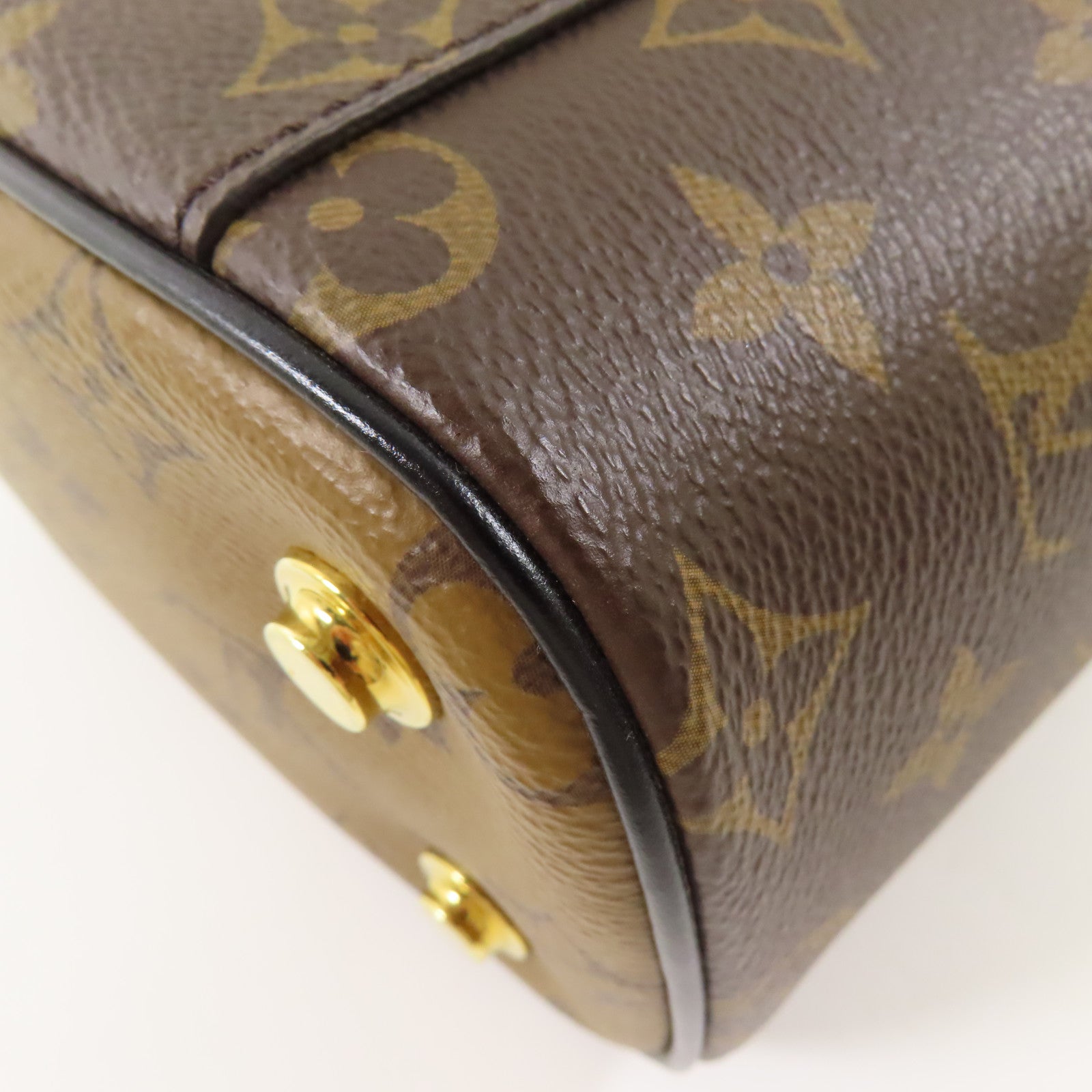 LOUIS VUITTON Monogram Reverse Vanity PM金扣手挽肩背兩用袋棕色