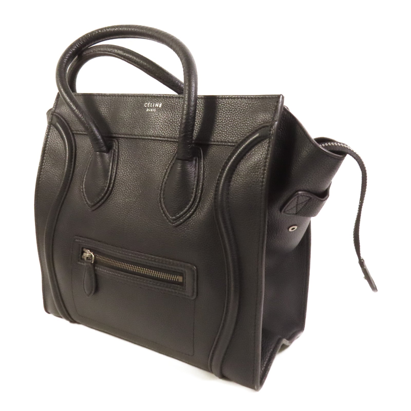 CELINE 牛皮皮革Mini Luggage銀扣手挽袋