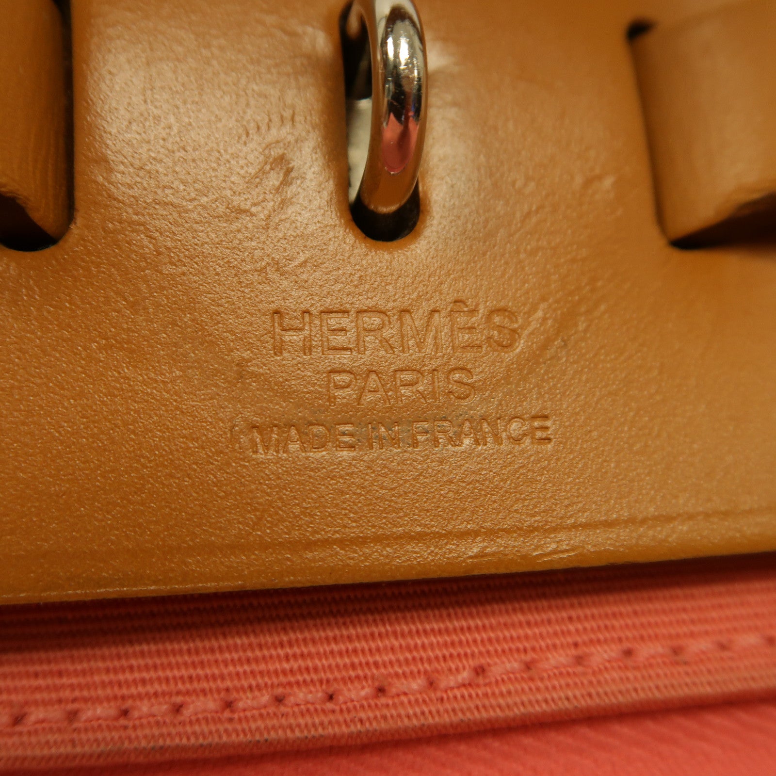 HERMES 帆布Herbag PM銀扣手挽肩背兩用袋粉紅色