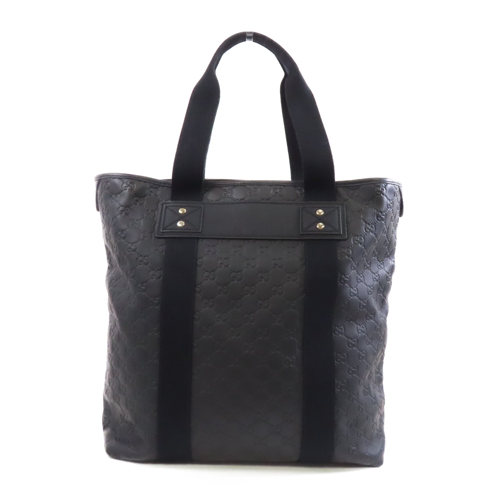 GUCCI 【激減優惠】牛皮皮革Shoulder Tote銀扣肩背袋/手挽袋黑色