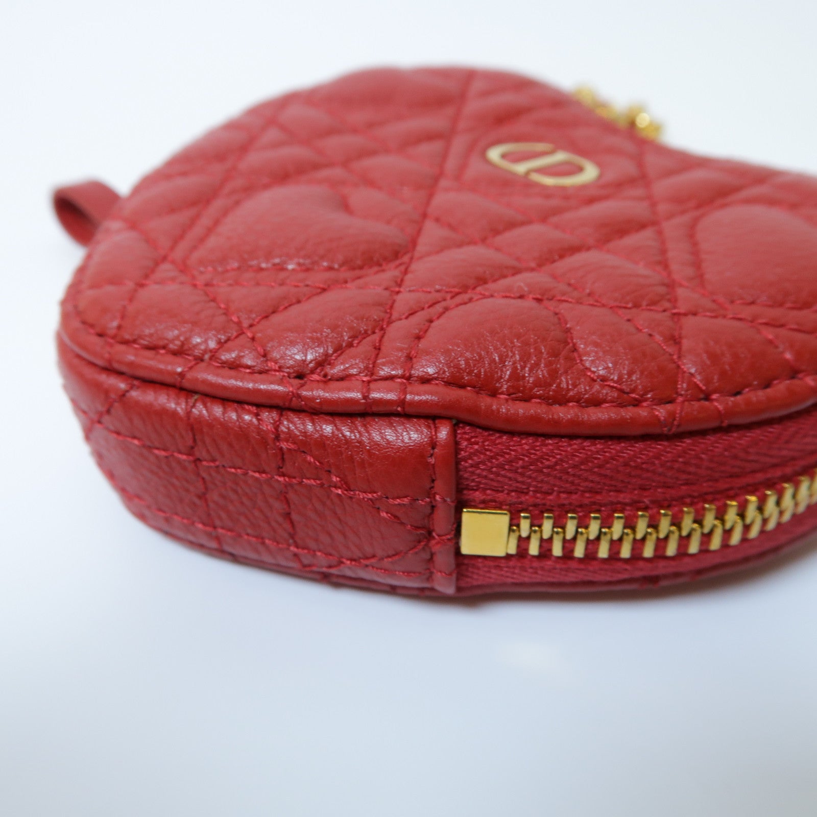 Dior 羊皮皮革Caro Heart Pouch With Chain金扣鏈帶肩背袋紅色